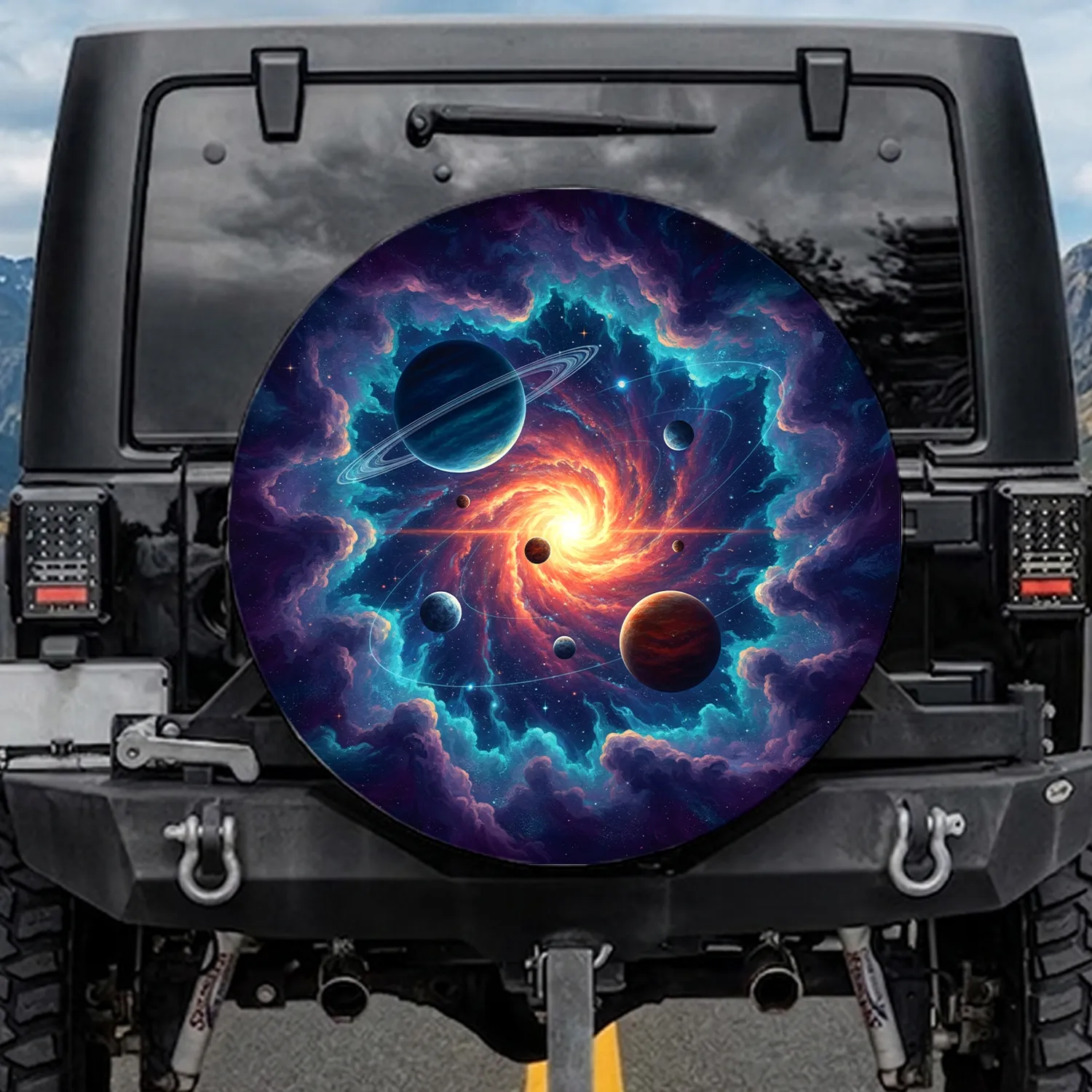Celestial Nebula Planets - Cosmic Home Decor Gift for Astronomy Fan Spare Tire Cover - 1