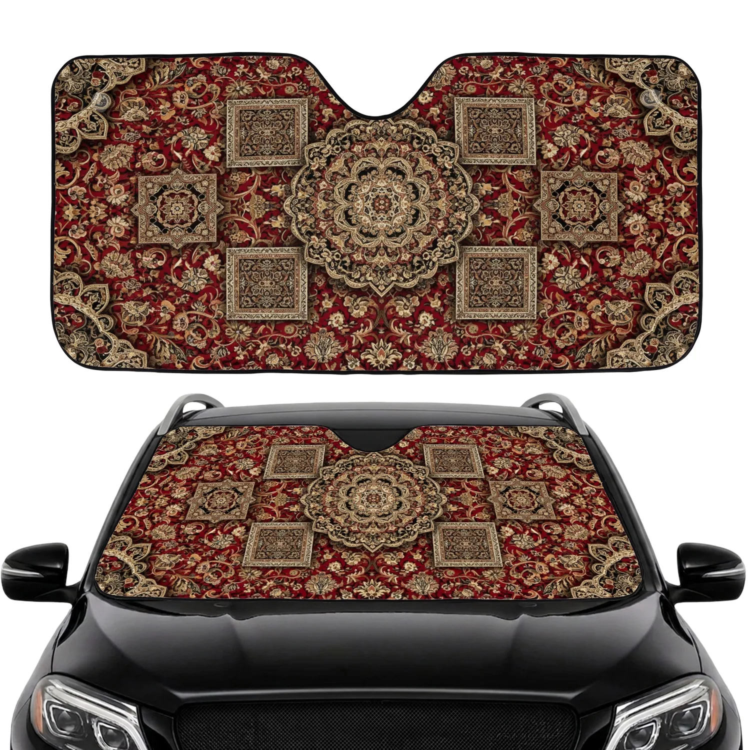 Persian Floral Medallion Arabesque Filigree Symmetrical Floral - Home Decor Gift Car Sunshade - 1