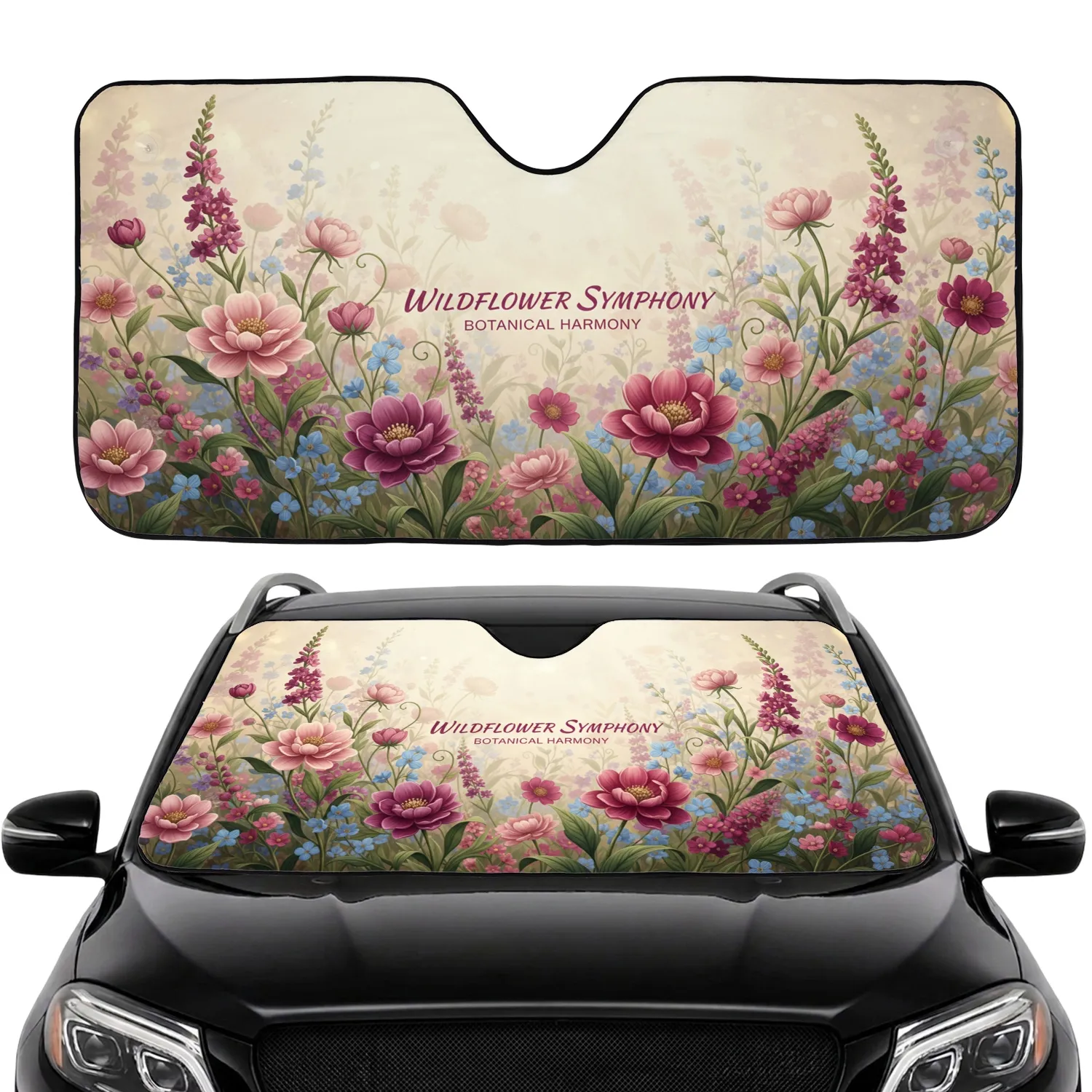 Diverse Wildflower Garden Botanical Floral Field - Nature Lover Gift Car Sunshade - 1