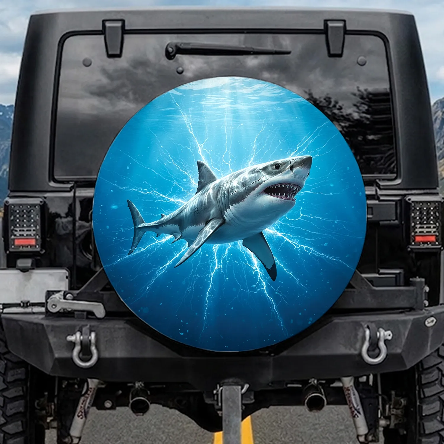 Great White Shark Formidable Teeth Luminous Ocean - Deep Sea Adventure Gift Spare Tire Cover - 1