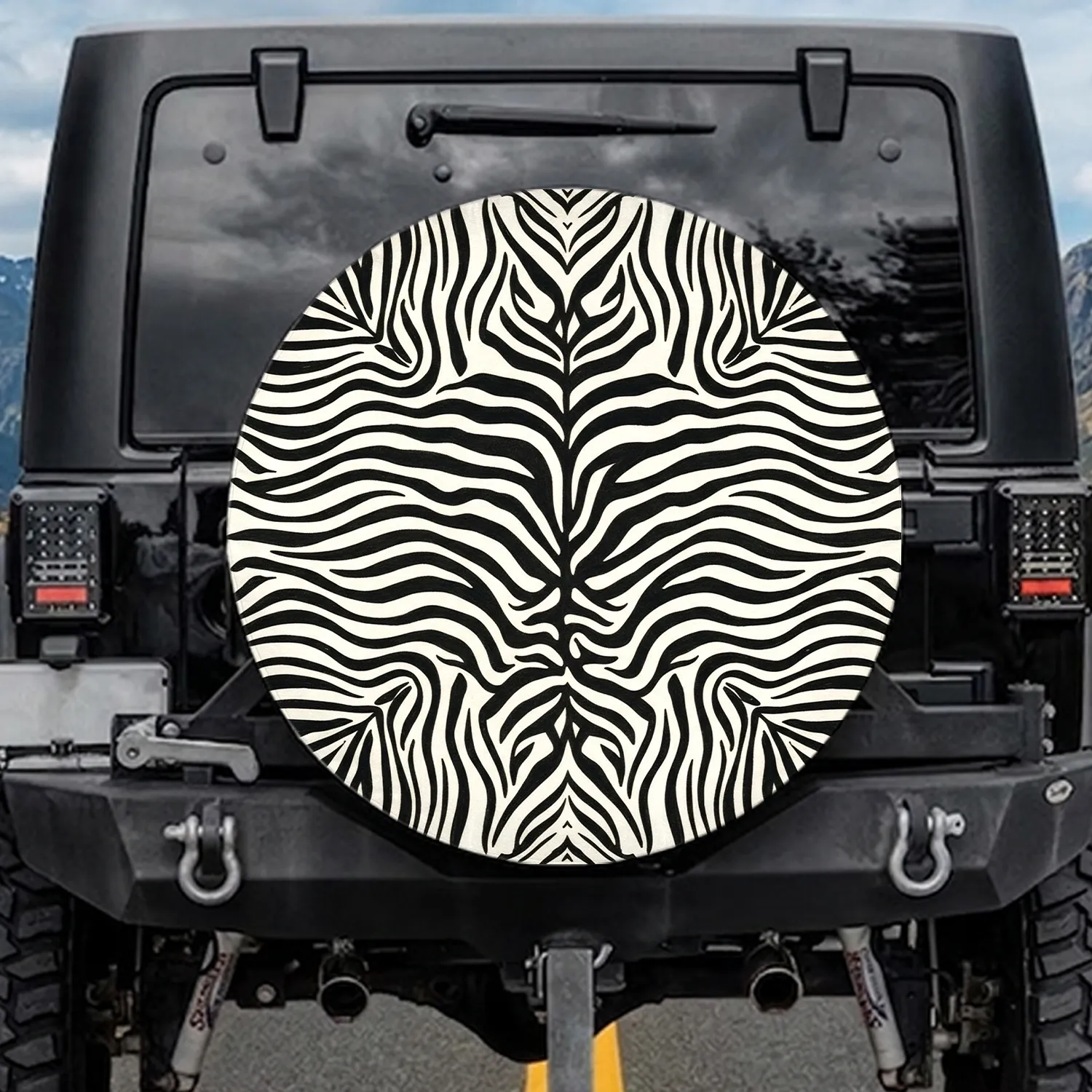 Realistic Black Cream Zebra Stripes - Wildlife Lover Decor Gift Spare Tire Cover - 1