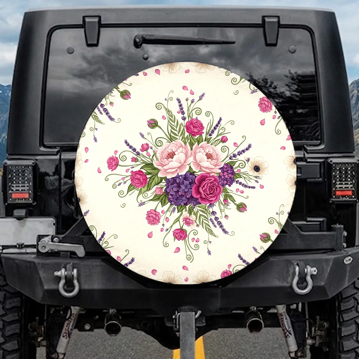 Rich Pink Purple Delicate Wildflower Botanical Foliage - Nature Lover Decor Gift Spare Tire Cover - 1