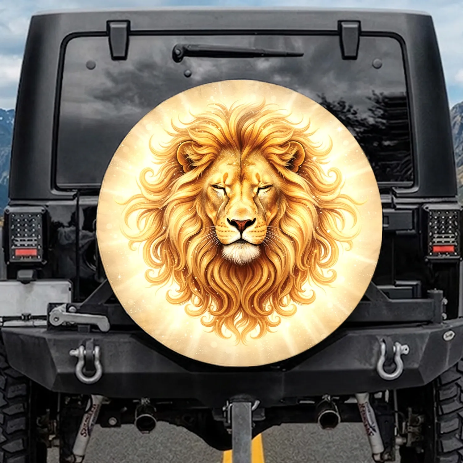 Lion Head Voluminous Mane Stardust - Wildlife Lover Gift Spare Tire Cover - 1