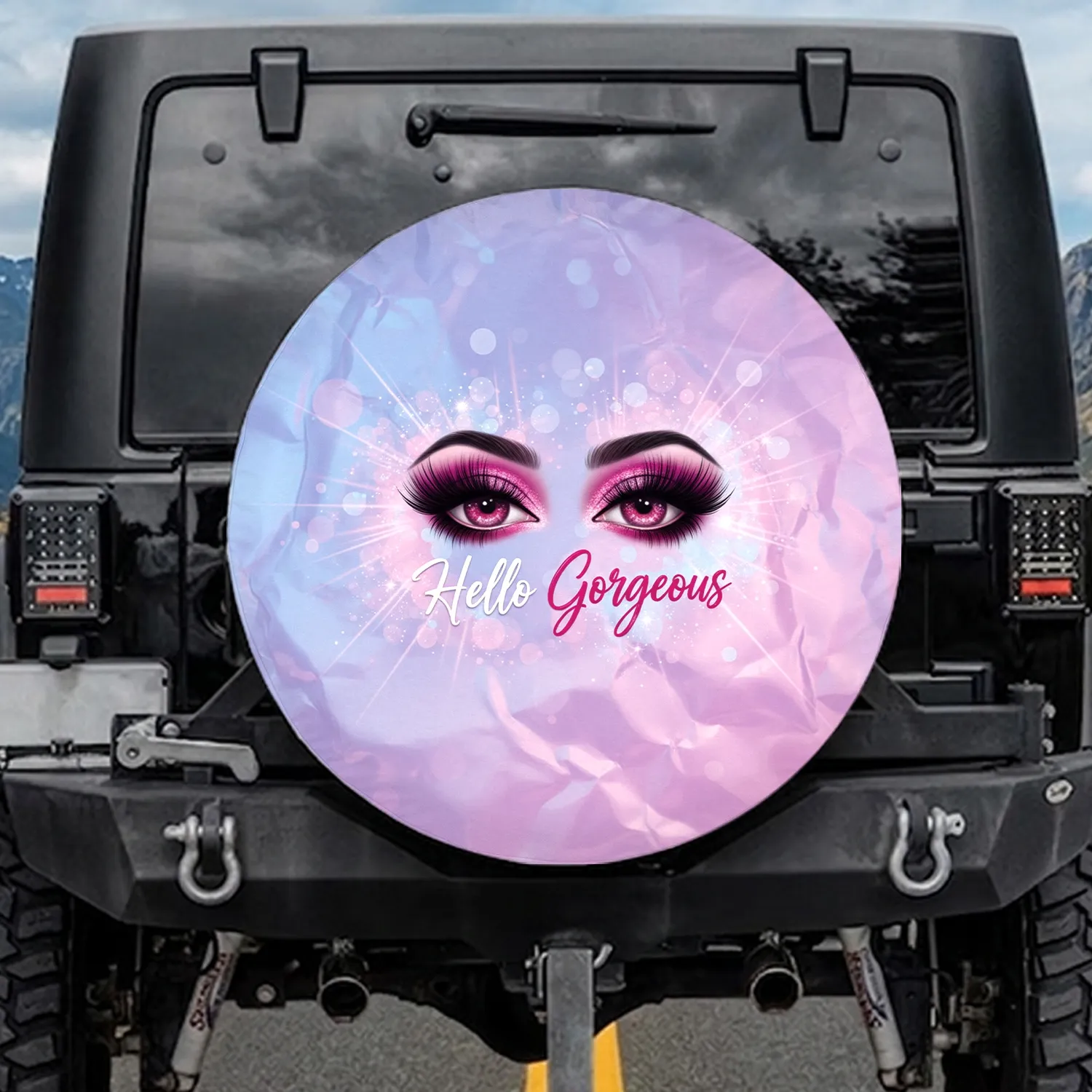 Glamorous Eyes Hello Gorgeous - Luxury Lifestyle Gift for Women Spare Tire Cover - 1
