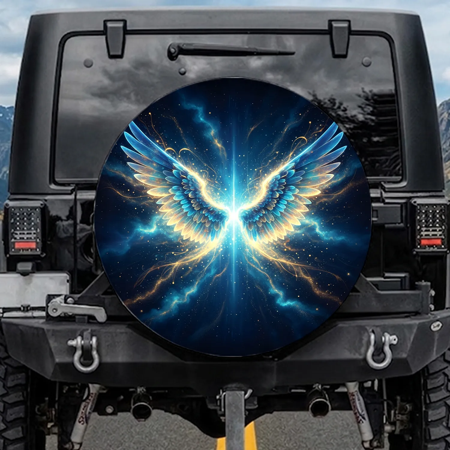 Majestic Ethereal Wings Divine Presence - Cosmic Spiritual Decor Gift Spare Tire Cover - 1