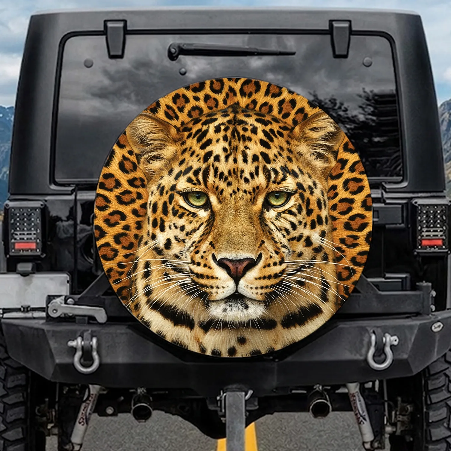 Majestic Realistic Leopard Face Watchful Eyes Wildlife Lover Gift Spare Tire Cover - 1