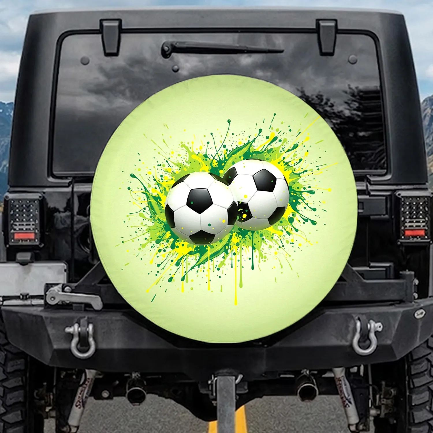 Soccer Balls Paint Splatter - Sports Lover Gift for Soccer Fan Spare Tire Cover - 1
