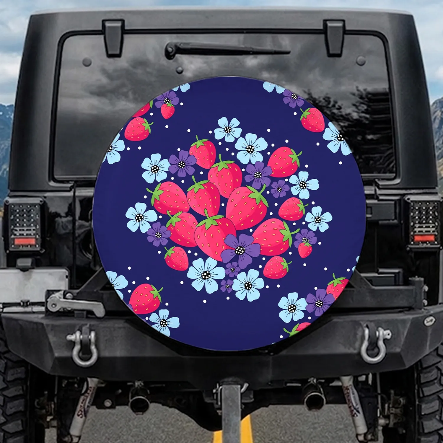 Vibrant Strawberries Flowers Garden Lover Gift - Summer Outdoor Style Spare Tire Cover - 1