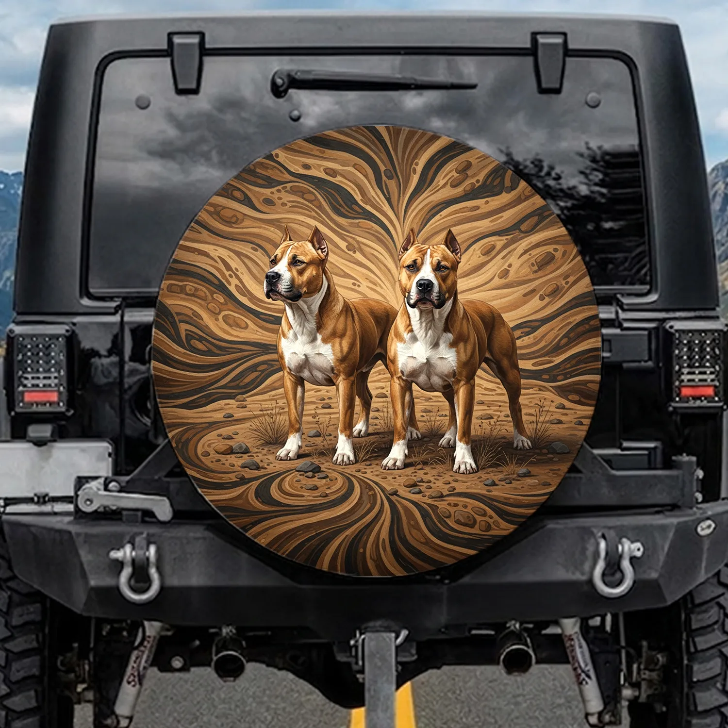Majestic Fawn American Staffordshire Terriers - Dog Lover Gift for Staffy Owners Spare Tire Cover - 1