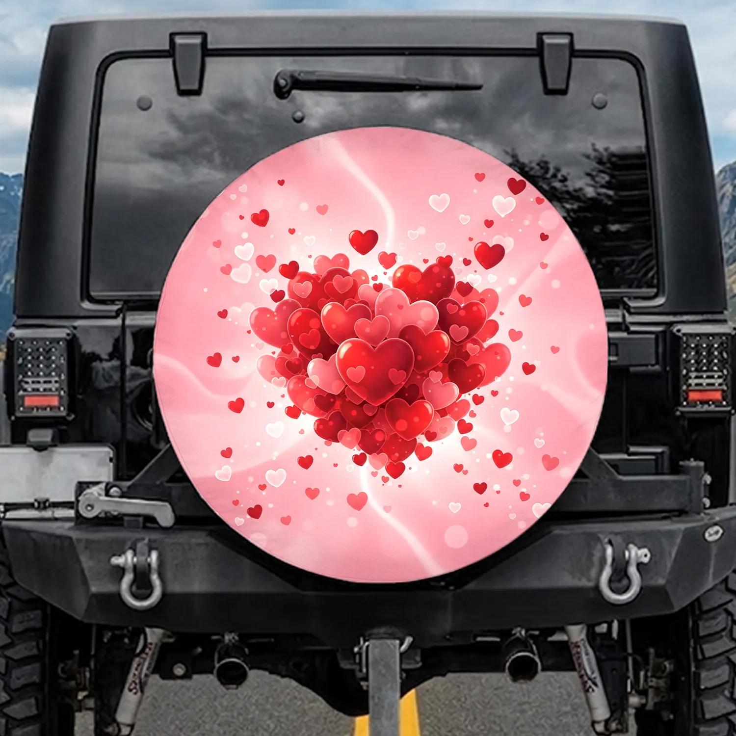 Dense Richly Colored Translucent Hearts Spare Tire Cover - 1