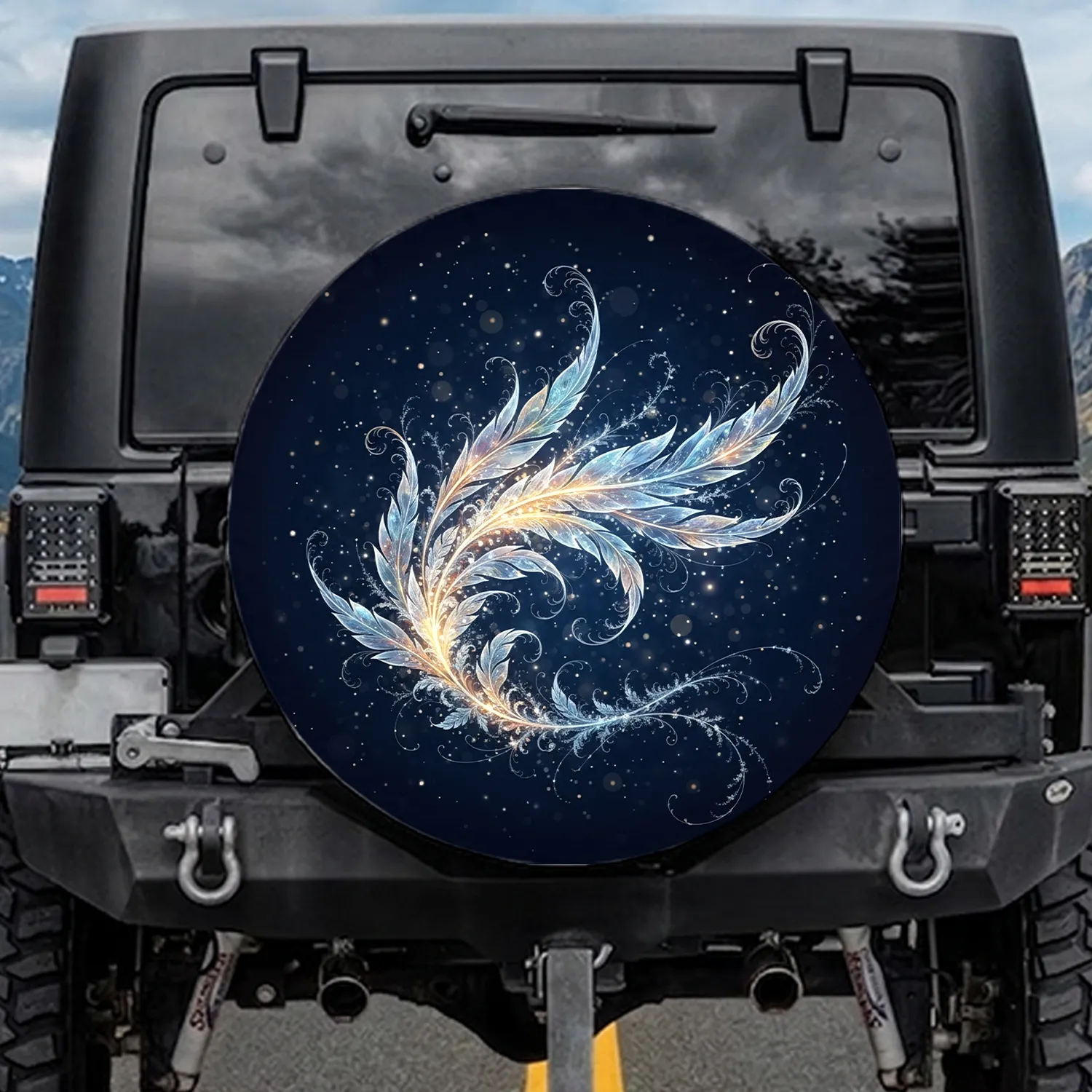Radiant Frost Petals Burst - Ethereal Decor Gift Spare Tire Cover - 1