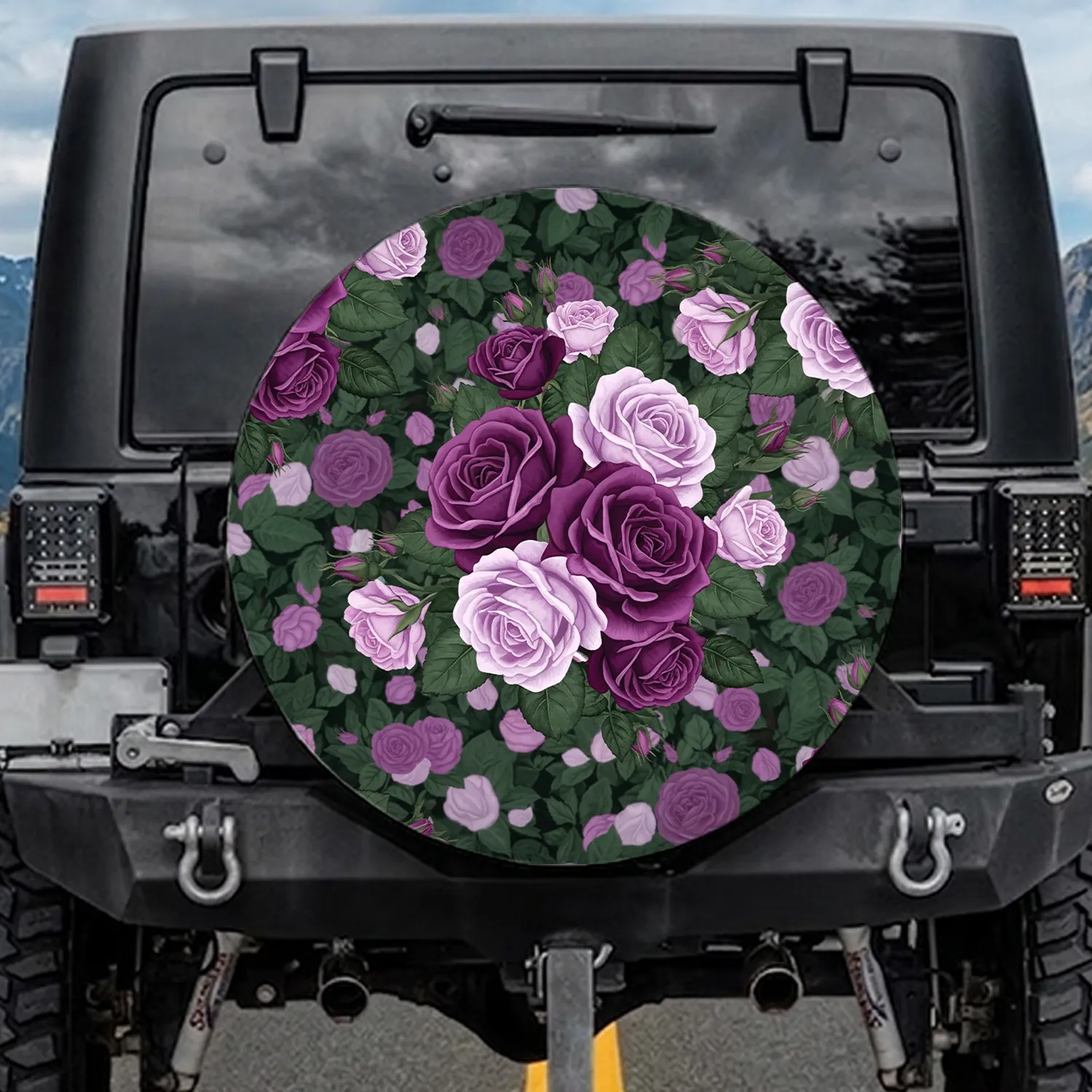 Lush Purple Lavender Roses Floral Garden - Decor Gift for Garden Lover Spare Tire Cover - 1