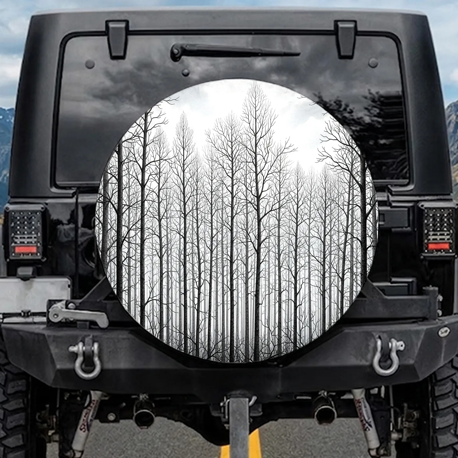 Stark Bare Trees Forest Overcast Sky - Deep Nature Lover Gift Spare Tire Cover - 1