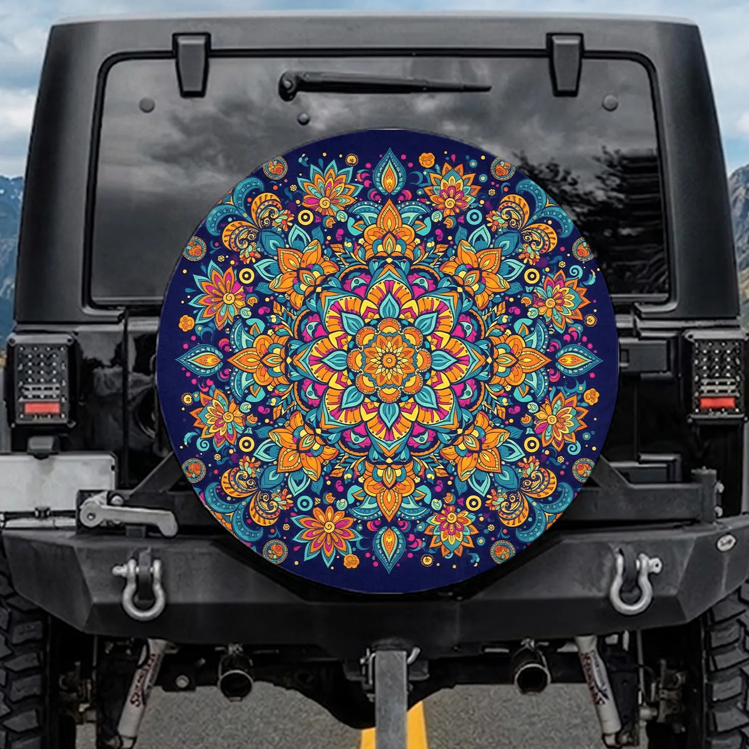 Boho Mandala Floral Paisley Tapestry Seed Swirl Dots Spare Tire Cover - 1