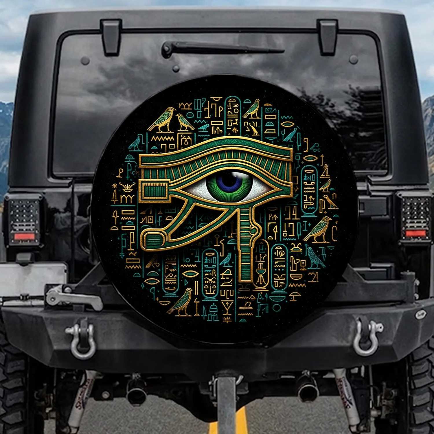 Eye of Horus Egyptian Hieroglyphs - Decor Gift for History Lover Spare Tire Cover - 1