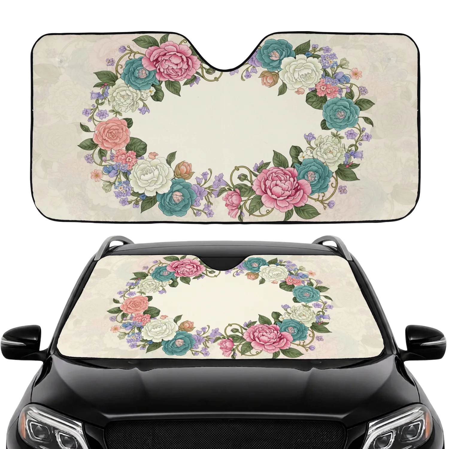 Lush Blooming Peonies Camellias Botanical Garden Flowers - Nature Lover Gift Car Sunshade - 1