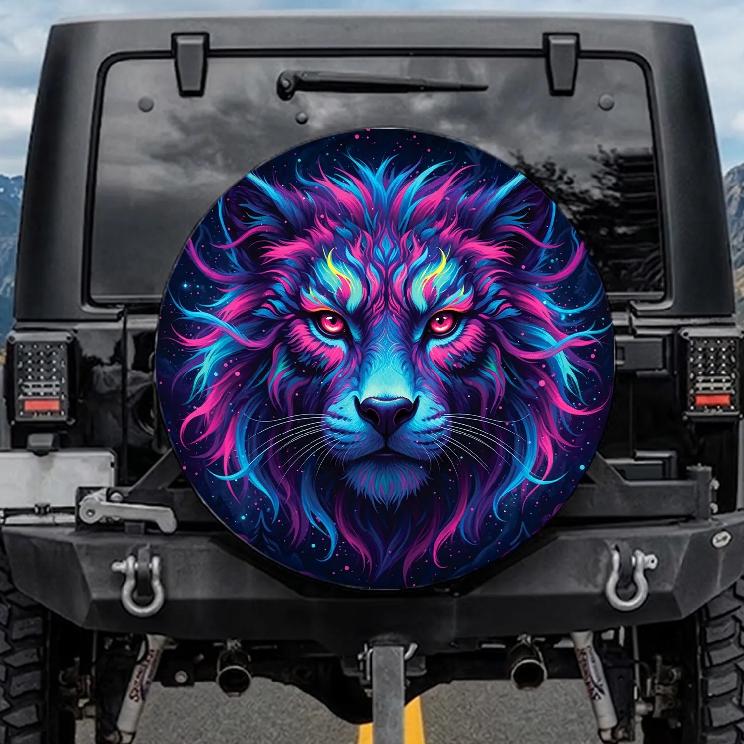 Glowing Irises Animal Fur Cosmic Nebula - Outdoor Adventure Enthusiast Gift Spare Tire Cover - 1