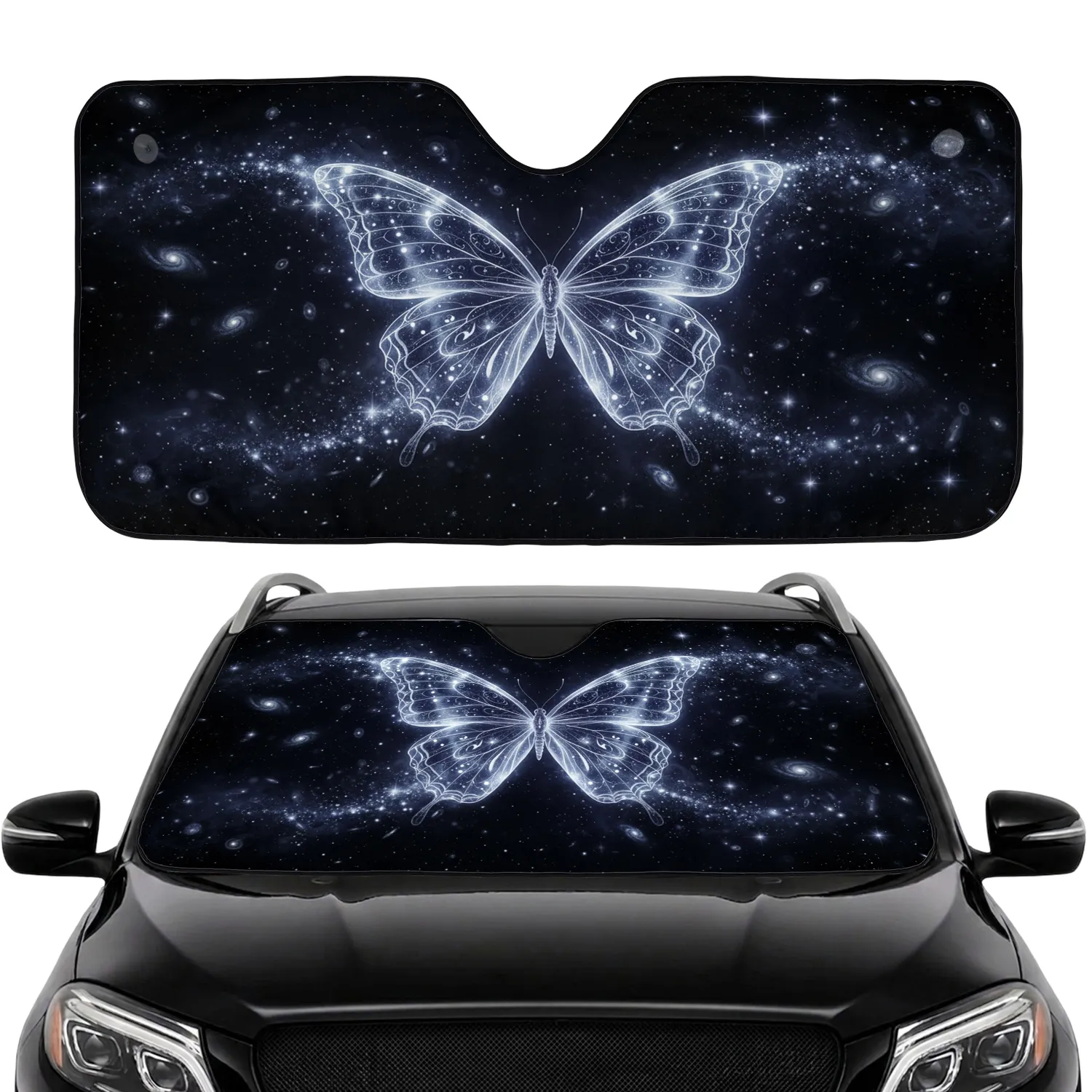 Luminous Filigree Butterfly - Brilliant Stardust Cosmic Galaxy Decor Gift Car Sunshade - 1