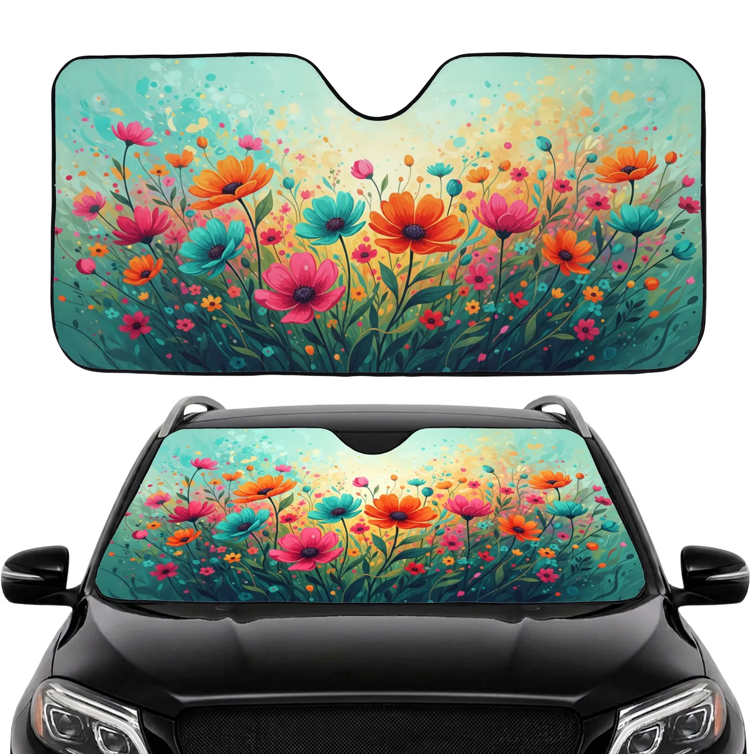 Diverse Floral Wildflower Garden - Decor Gift for Gardeners & Nature Lovers Car Sunshade - 1