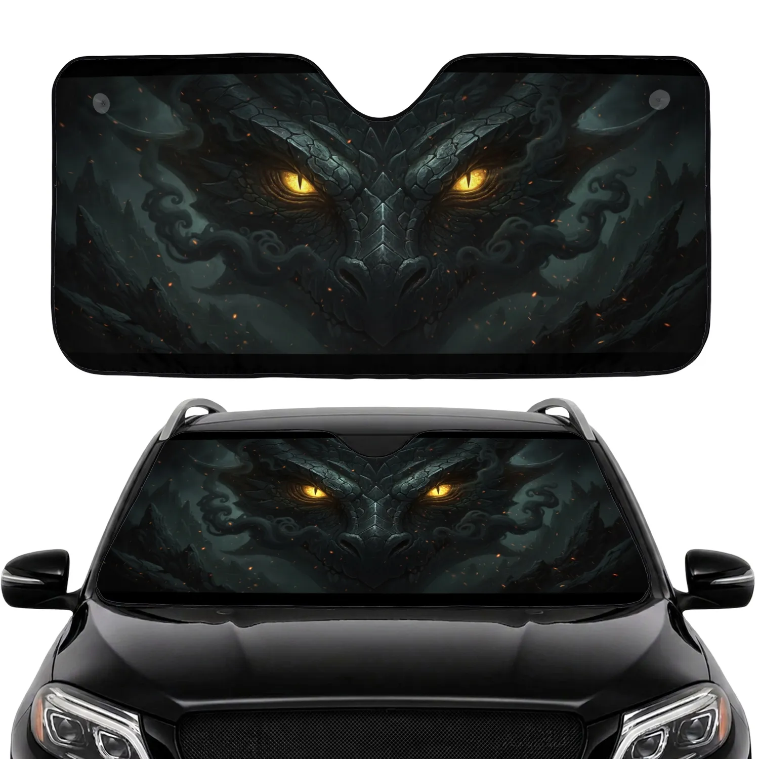 Ancient Powerful Dragon Eyes Mystical Smoke - Fantasy Lover Gift Car Sunshade - 1