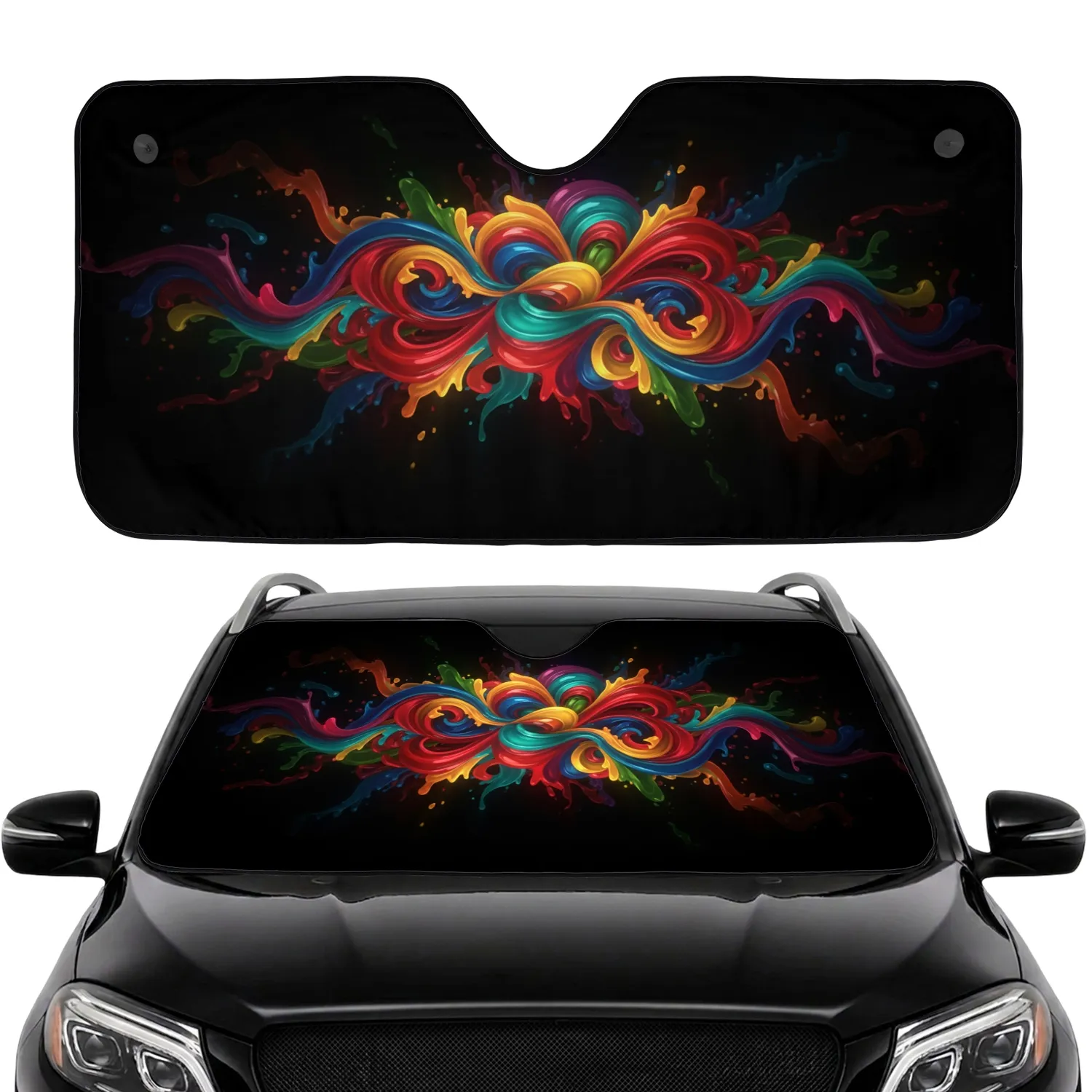Luminous Molten Waves Ribbons Car Sunshade - 1