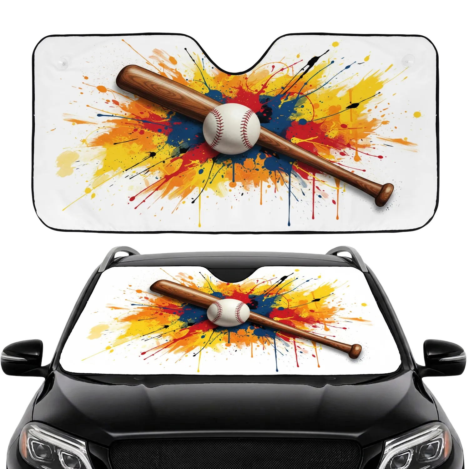Wood Baseball Bat Ball Sports Lover Gift for Dad - Vehicle Interior Protection Car Sunshade - 1