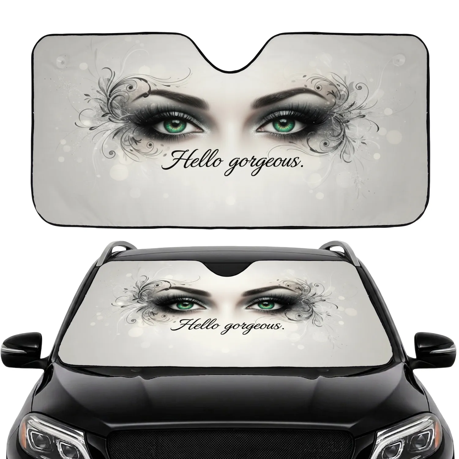 Alluring Emerald Eyes Smoky Eyeshadow Hello Gorgeous - Glamour Enthusiast Gift Car Sunshade - 1