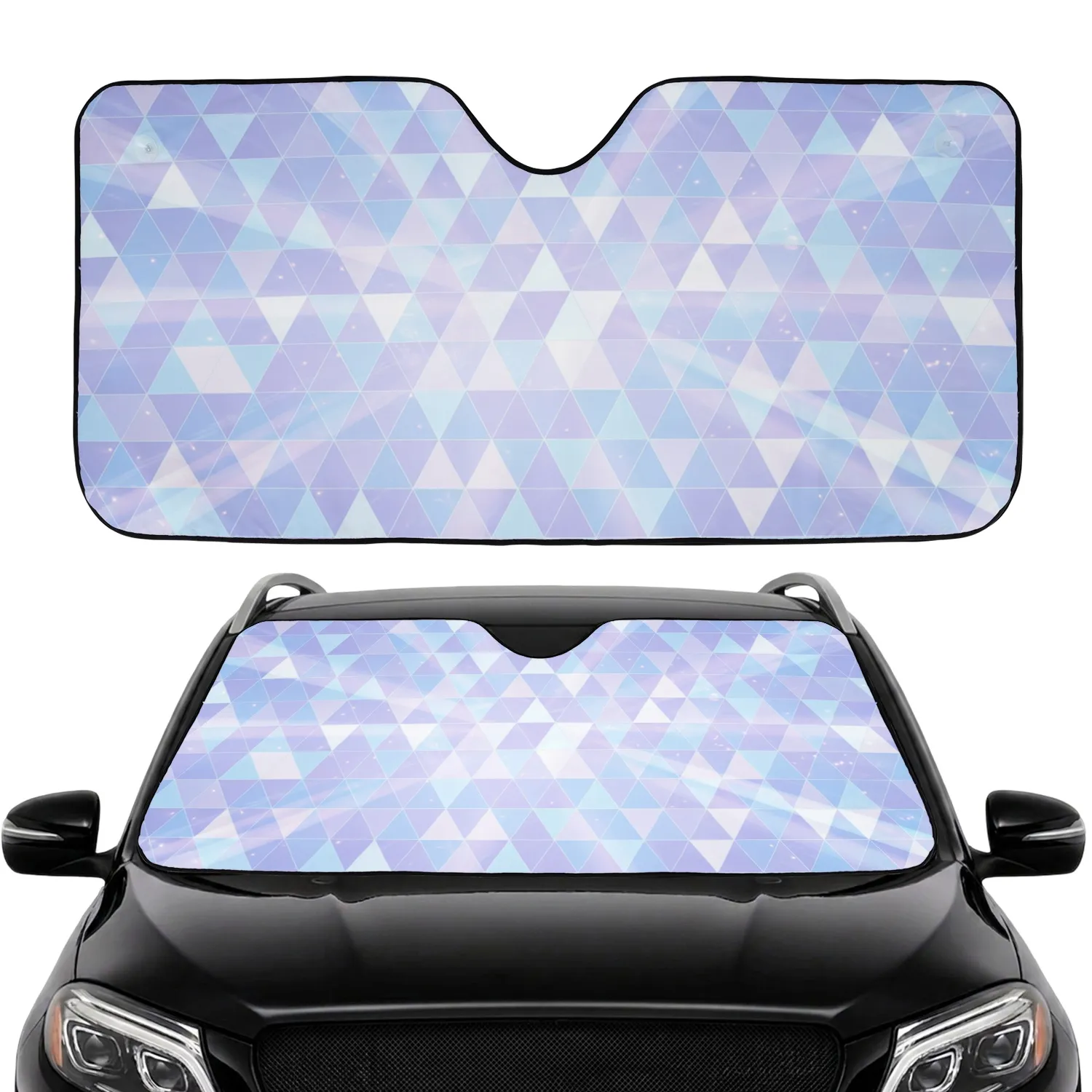 Shifting Iridescent Geometric Facets - Modern Decor Gift Car Sunshade - 1