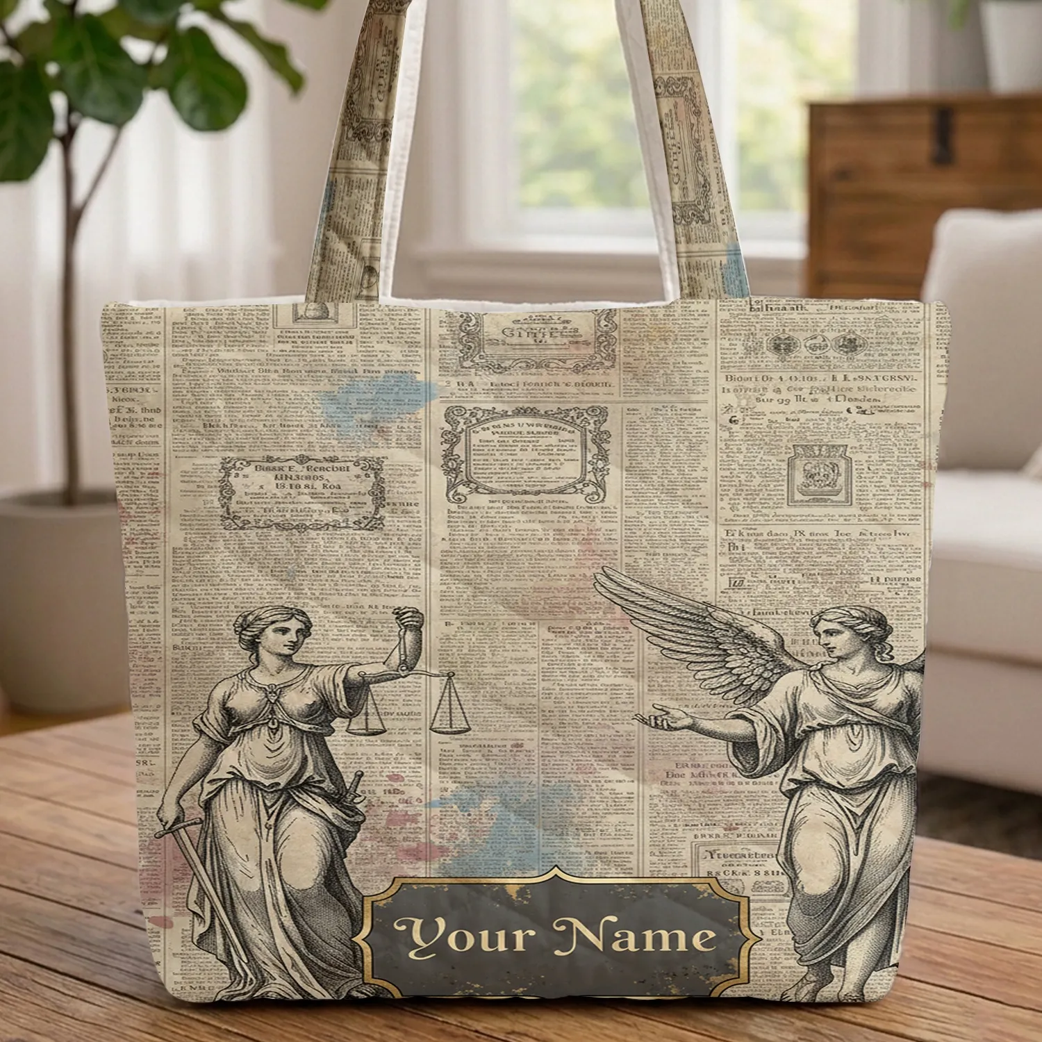 Classical Allegory Figures Vintage Newspaper Advertisements Enamel Badge - Everyday Tote Gift Quilted Tote Bag - 1