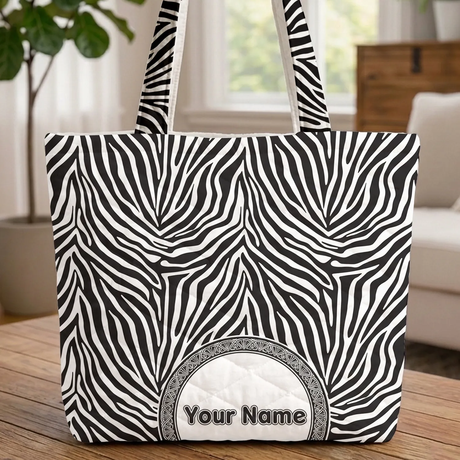 Zebra Stripes - Everyday Carry Lifestyle Travel Essential Fashion Accessory Gift Quilted Tote Bag - 1