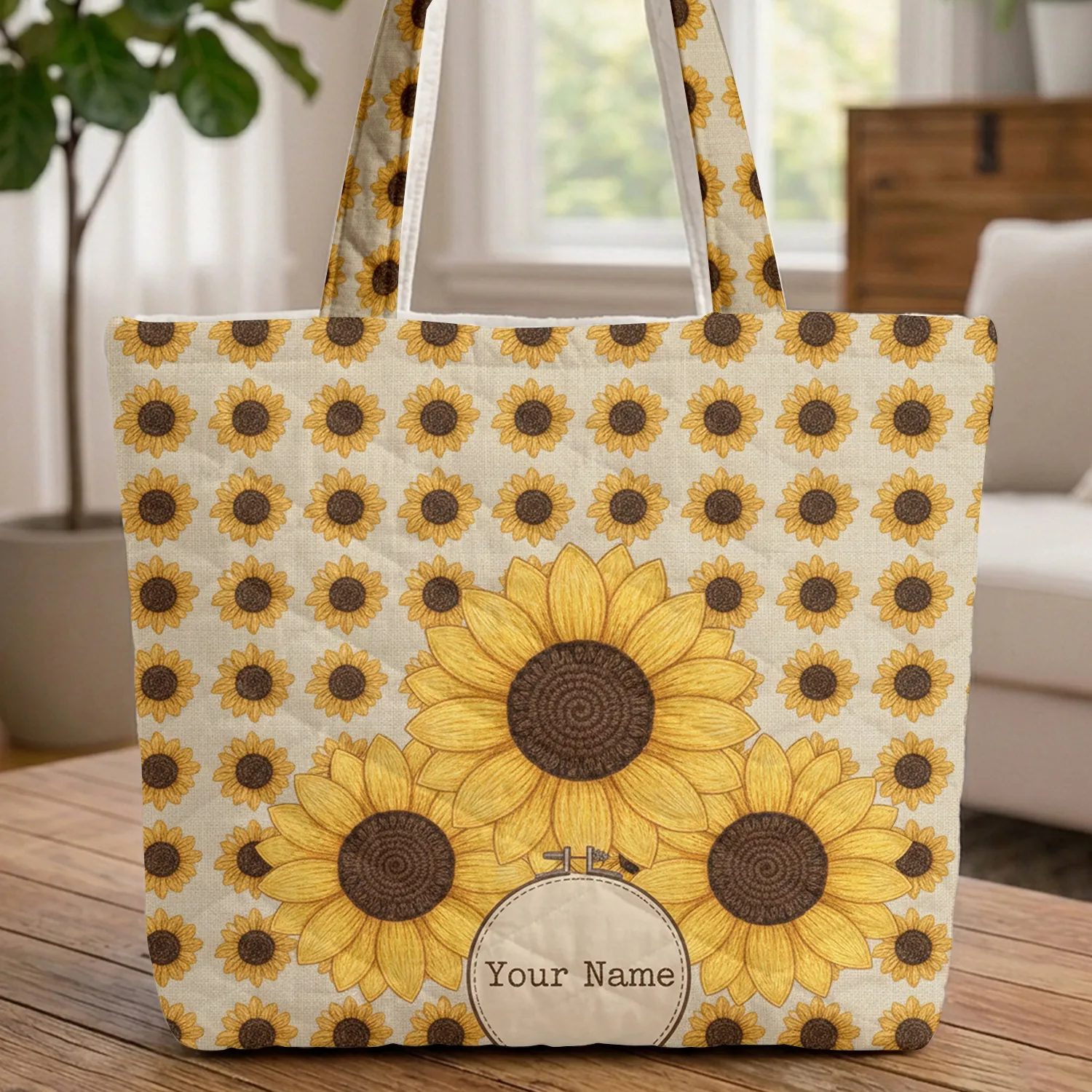 Crochet Sunflowers Farmhouse Decor - Everyday Tote Gift Quilted Tote Bag - 1