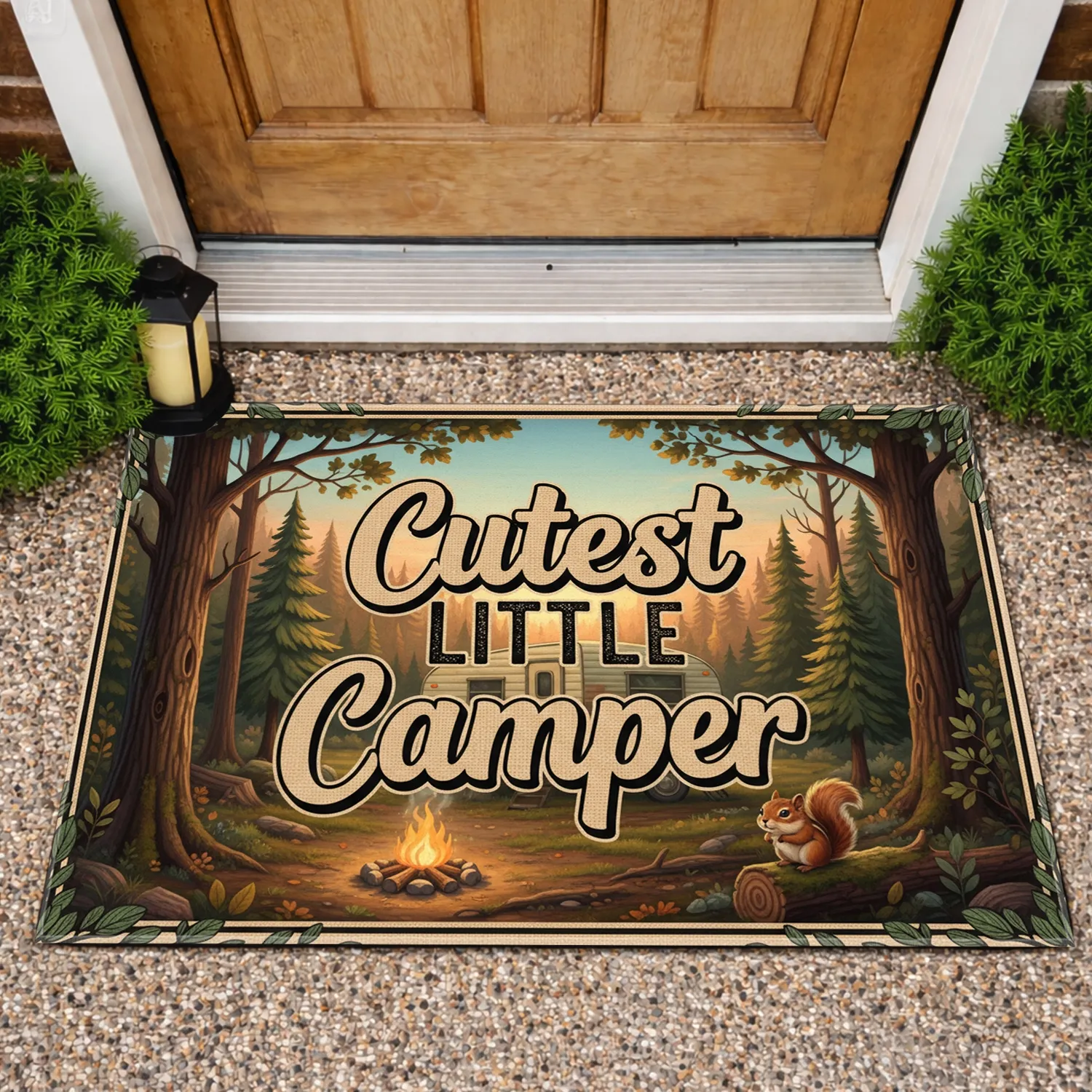 Cutest Little Camper Forest Landscape - Golden Hour Camping Lifestyle Gift Doormat - 1