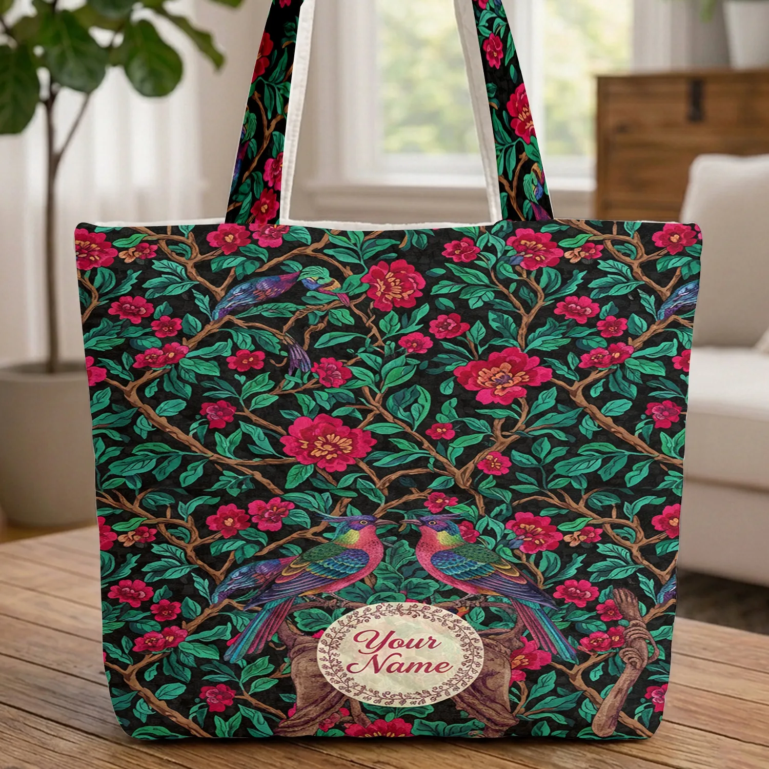 Exotic Birds Botanical Flowers Branches - Bag Gift for Bird Lovers Quilted Tote Bag - 1