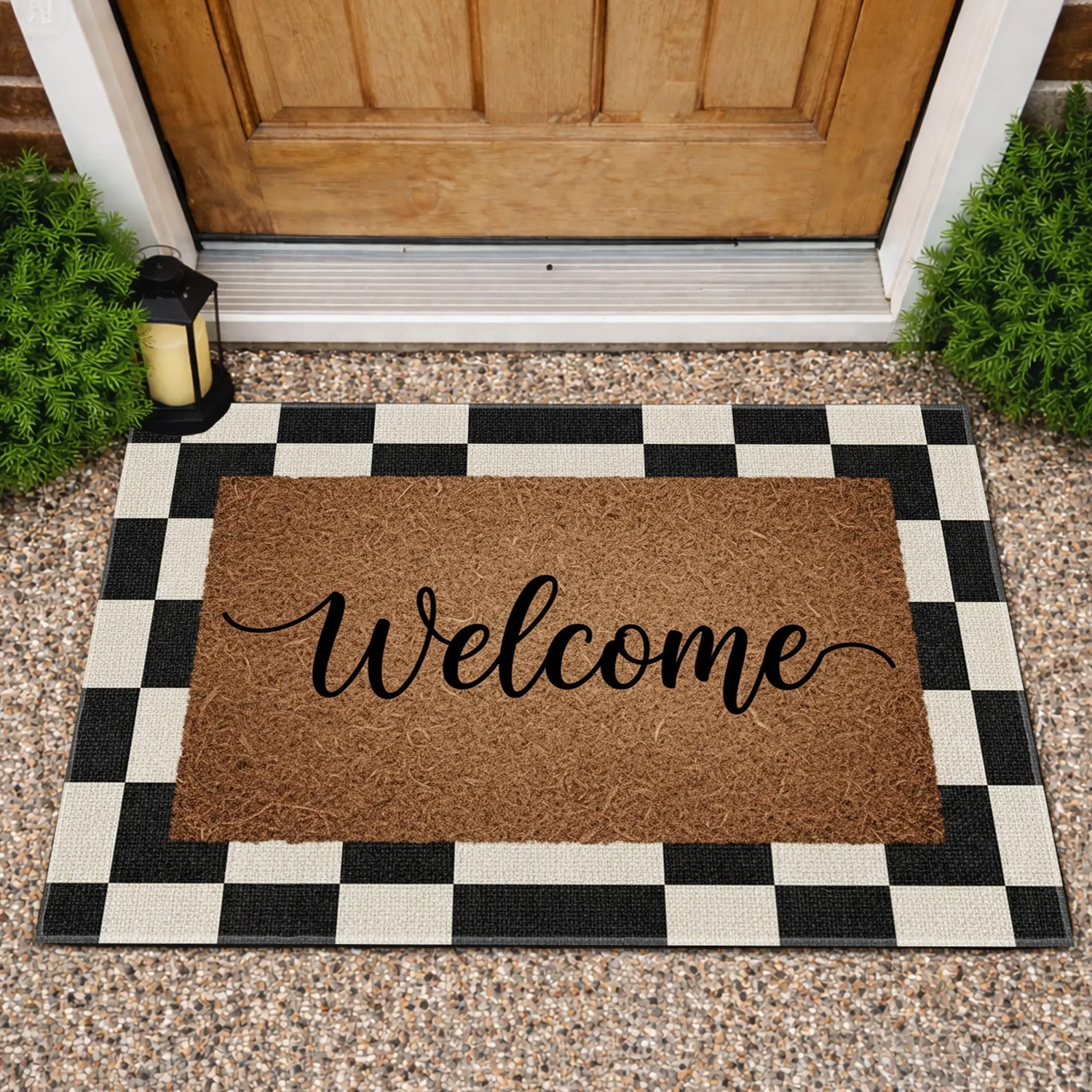Welcome Buffalo Plaid - Farmhouse Home Decor Gift Doormat - 1