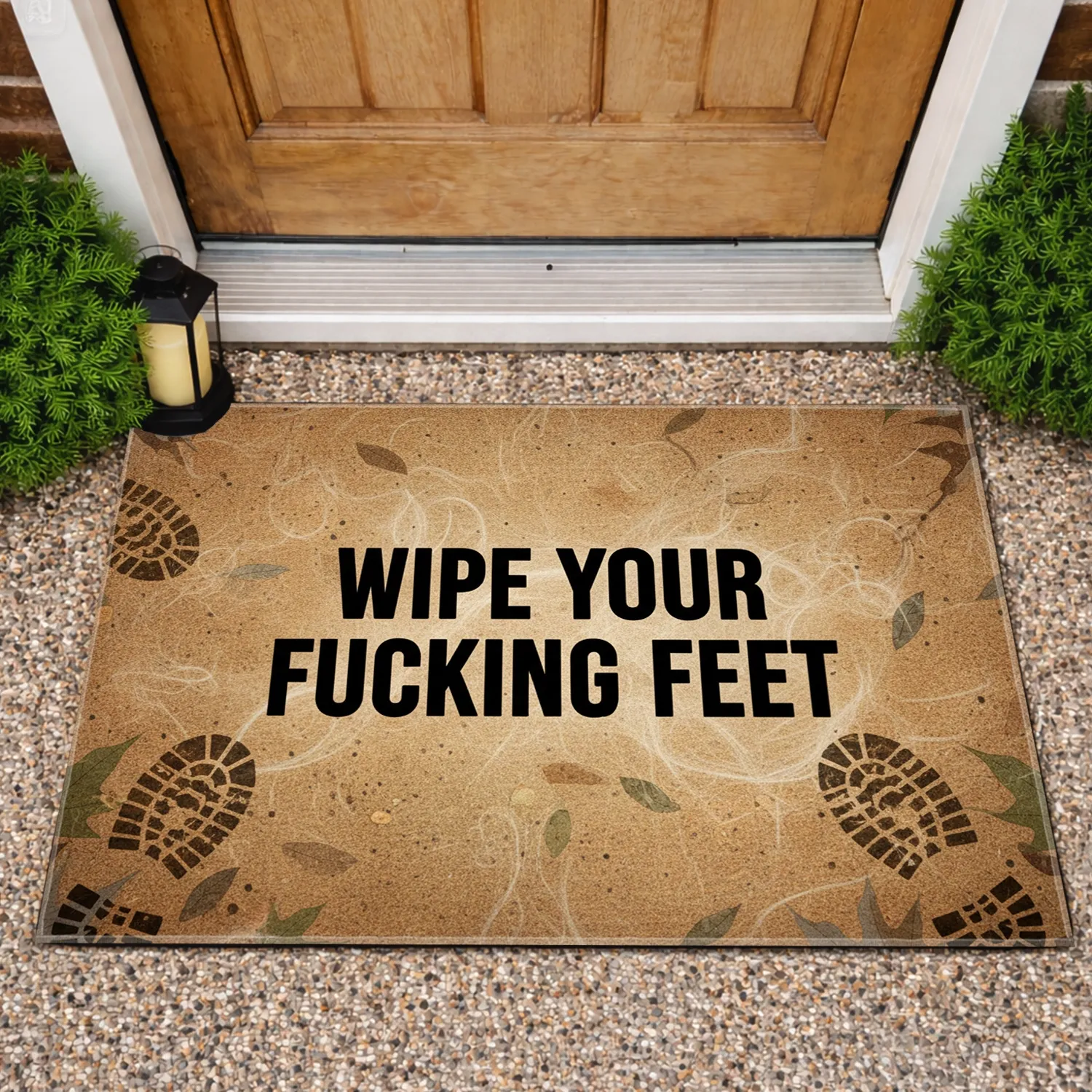Wipe Your Fucking Feet Muddy Boot Prints - Entryway Outdoor Decor Doormat - 1