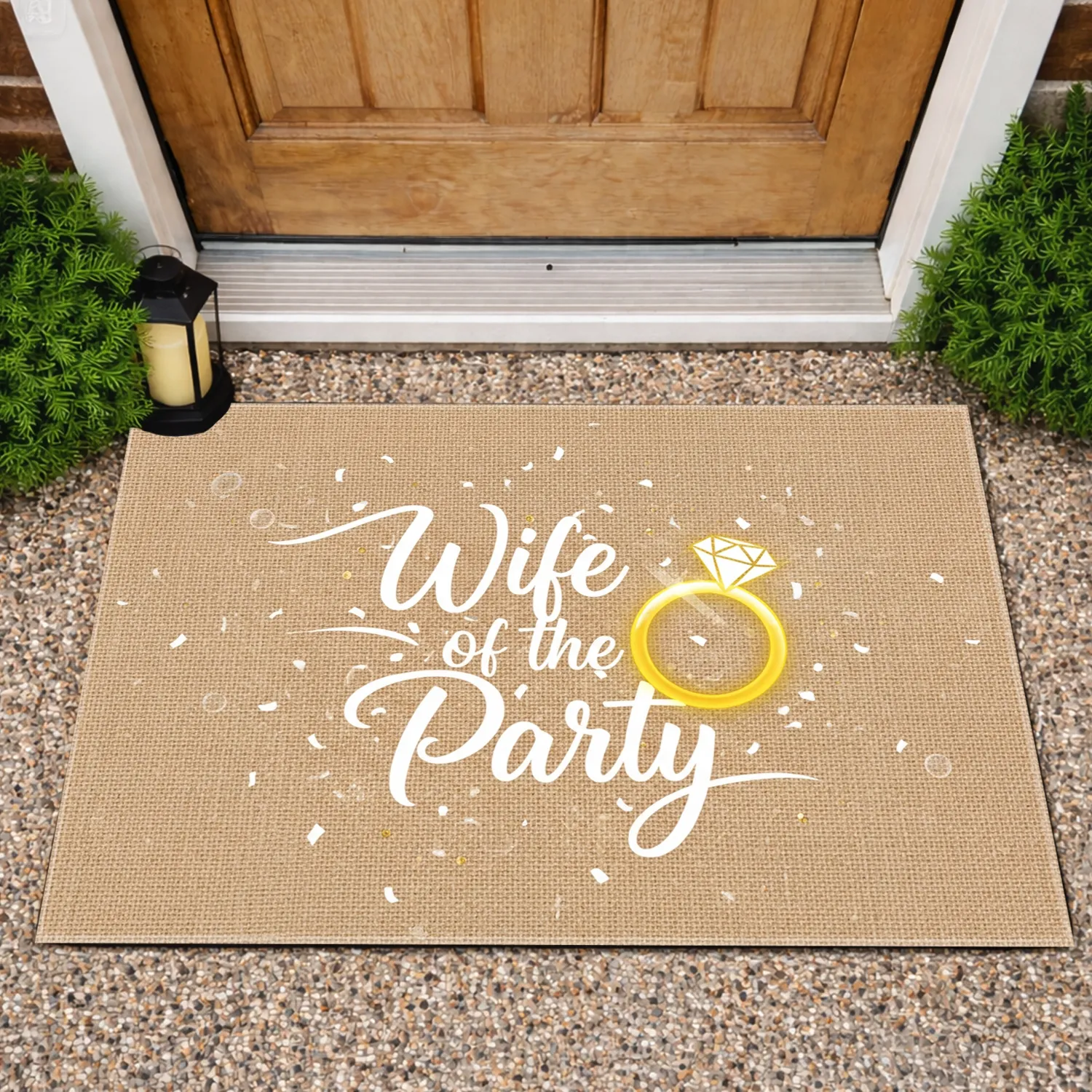 Wife of the Party Engagement Ring Confetti - Bachelorette Party Celebration for Bride Doormat - 1