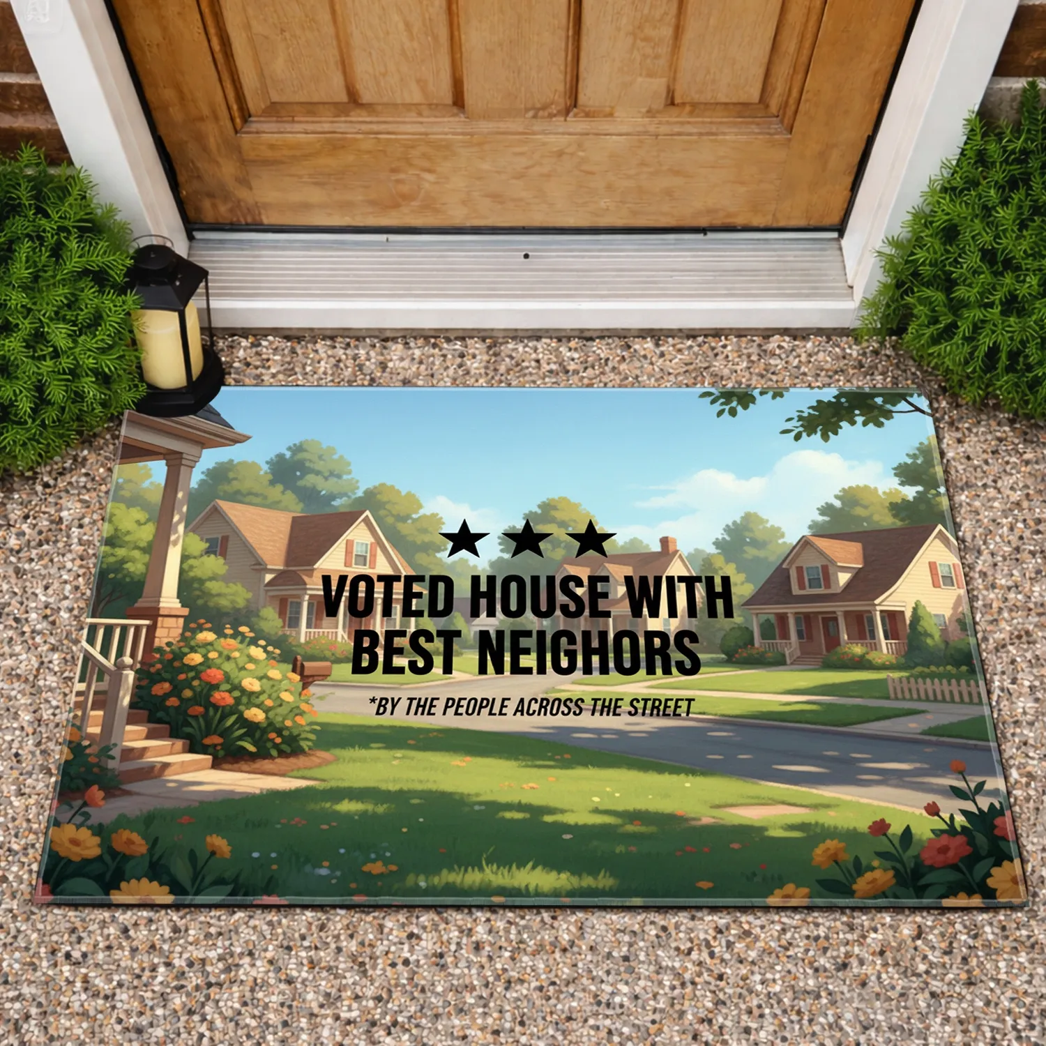 Voted House Best Neighbors Stars - Neighborhood Appreciation Home Decor Gift Doormat - 1