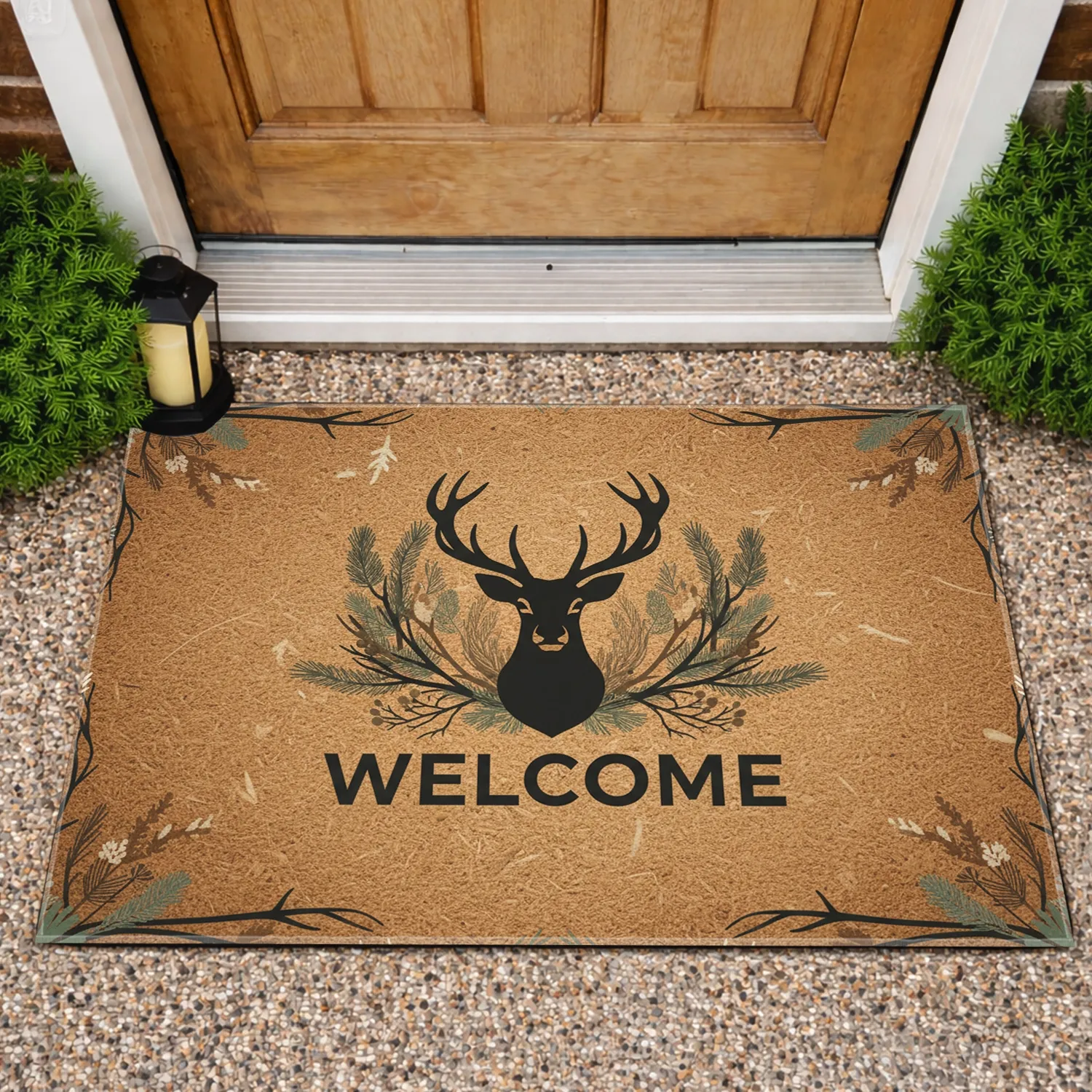 Majestic Stag Head Welcome Woodland Rustic Decor - Home Decor Gift for Nature Lover Doormat - 1