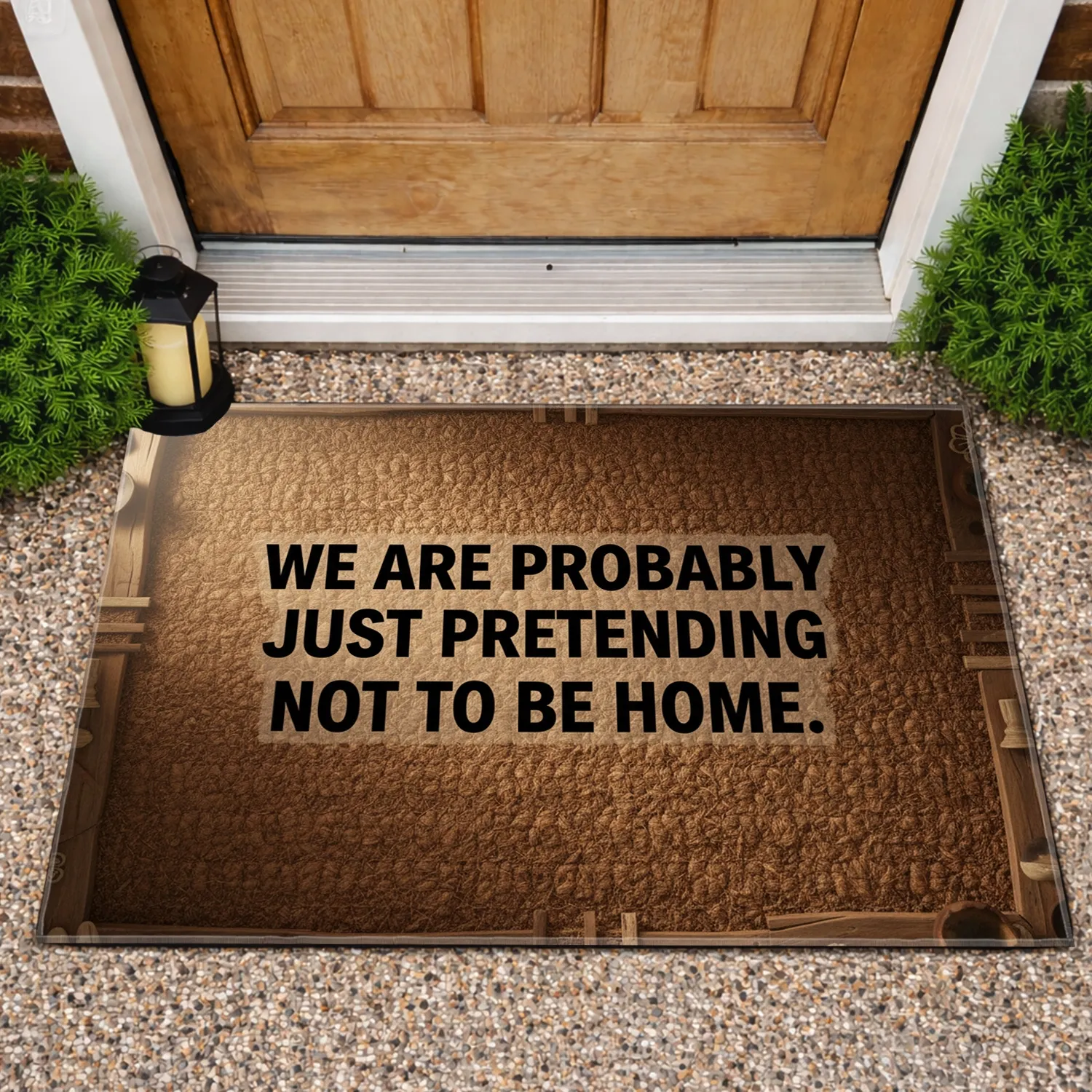 Pretending Not To Be Home Quote Natural Fibers Ambiance Home Decor Gift Doormat - 1