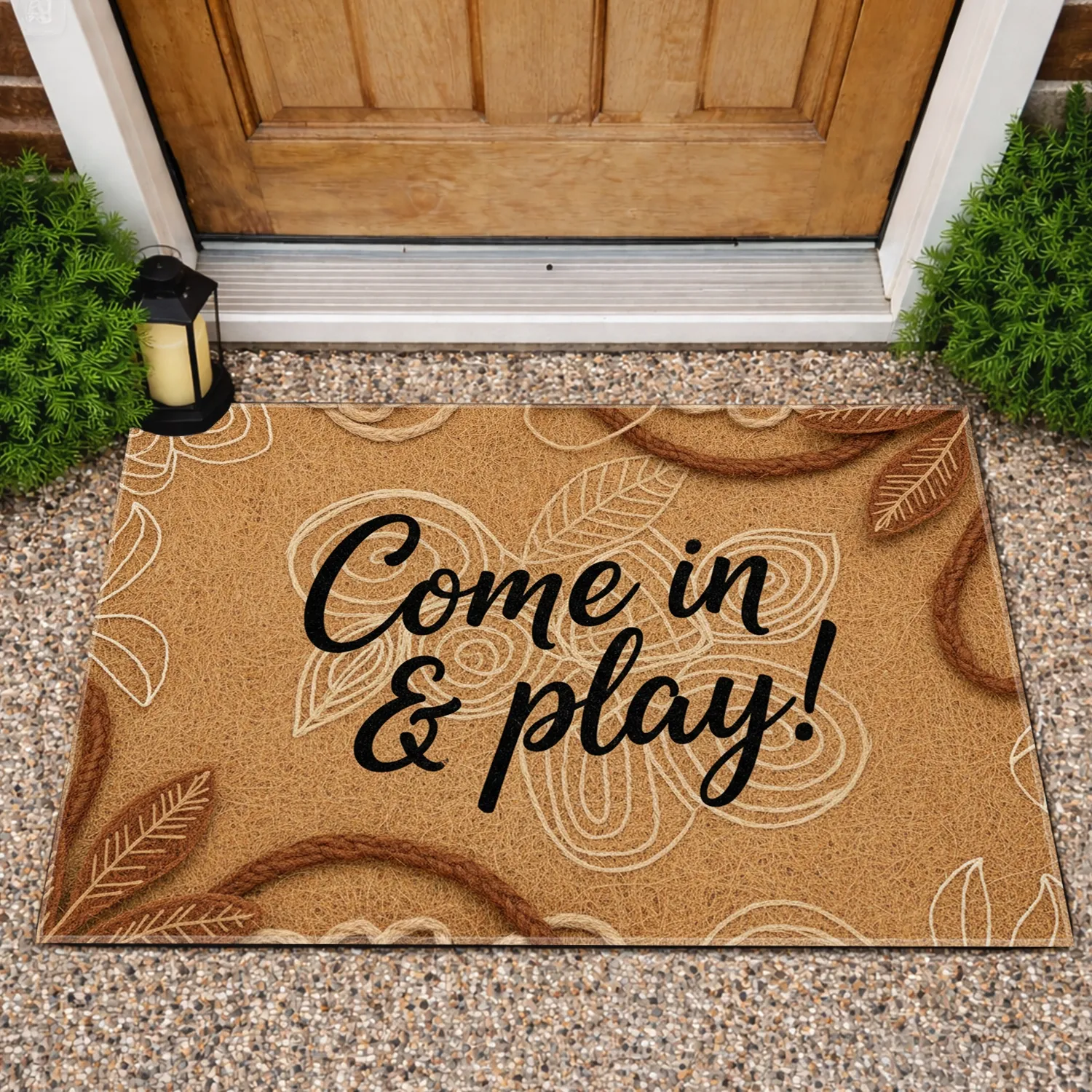 Inviting Come In Play Script Jute - Everyday Outdoor Home Entryway Decor Doormat - 1