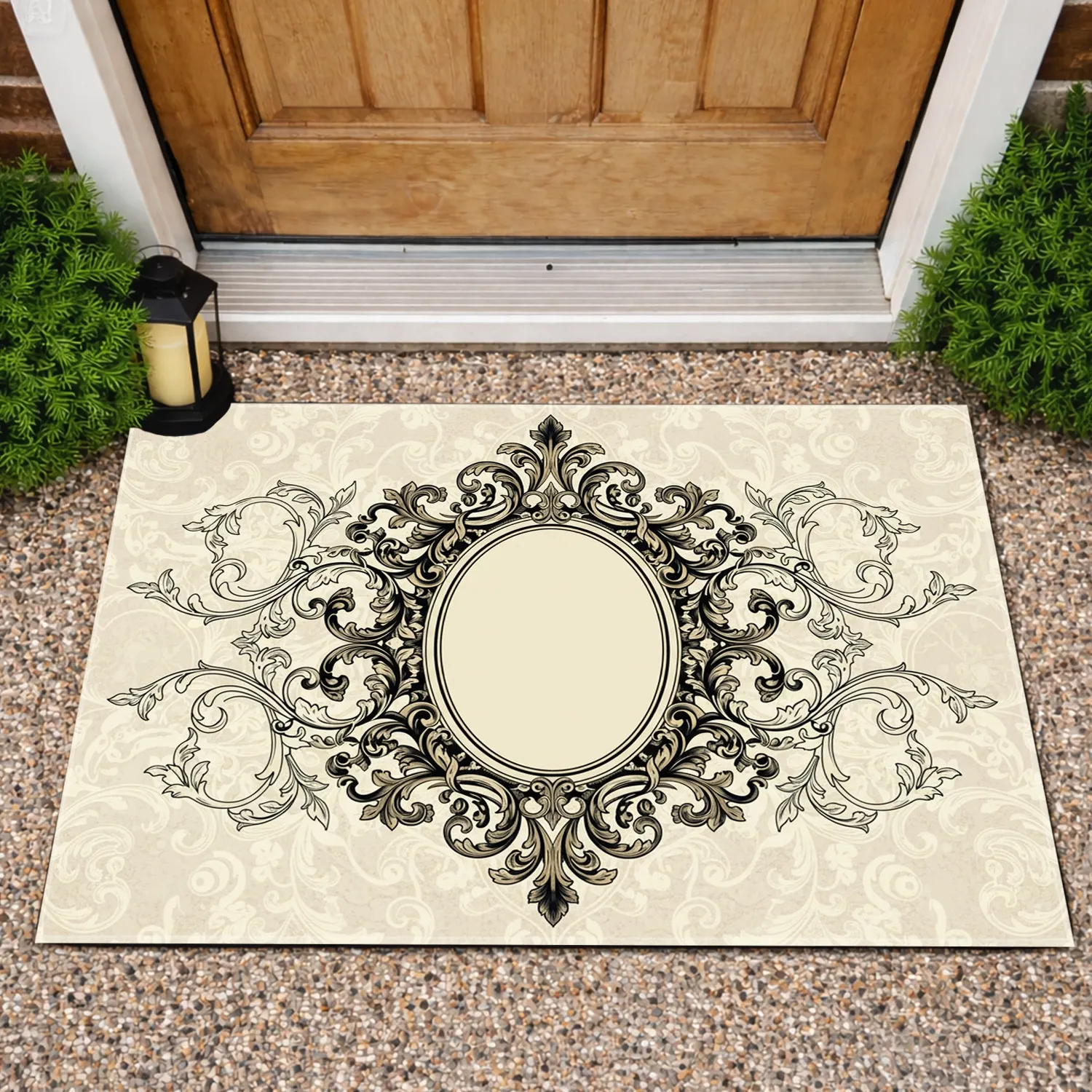 Acanthus Scrollwork Oval Frame Filigree - Home Decor Gift Doormat - 1
