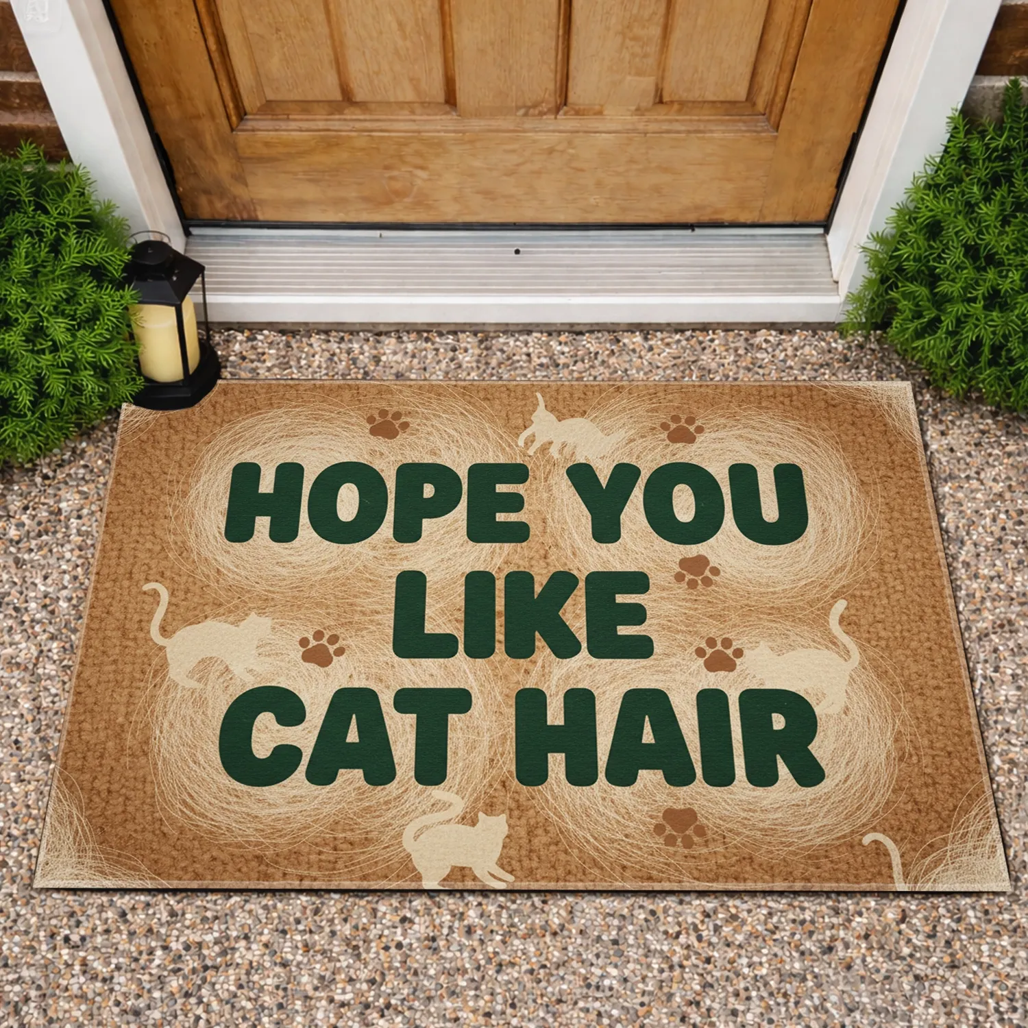 Hope You Like Cat Hair Text Cat Fur Paw Prints - Cat Lover Home Decor Gift Doormat - 1