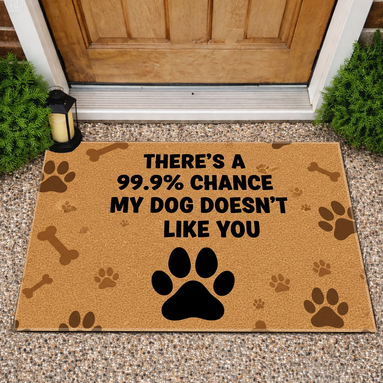 Bold Black Dog Paw Print Humorous Slogan - Dog Lover Outdoor Decor Gift Doormat - 1