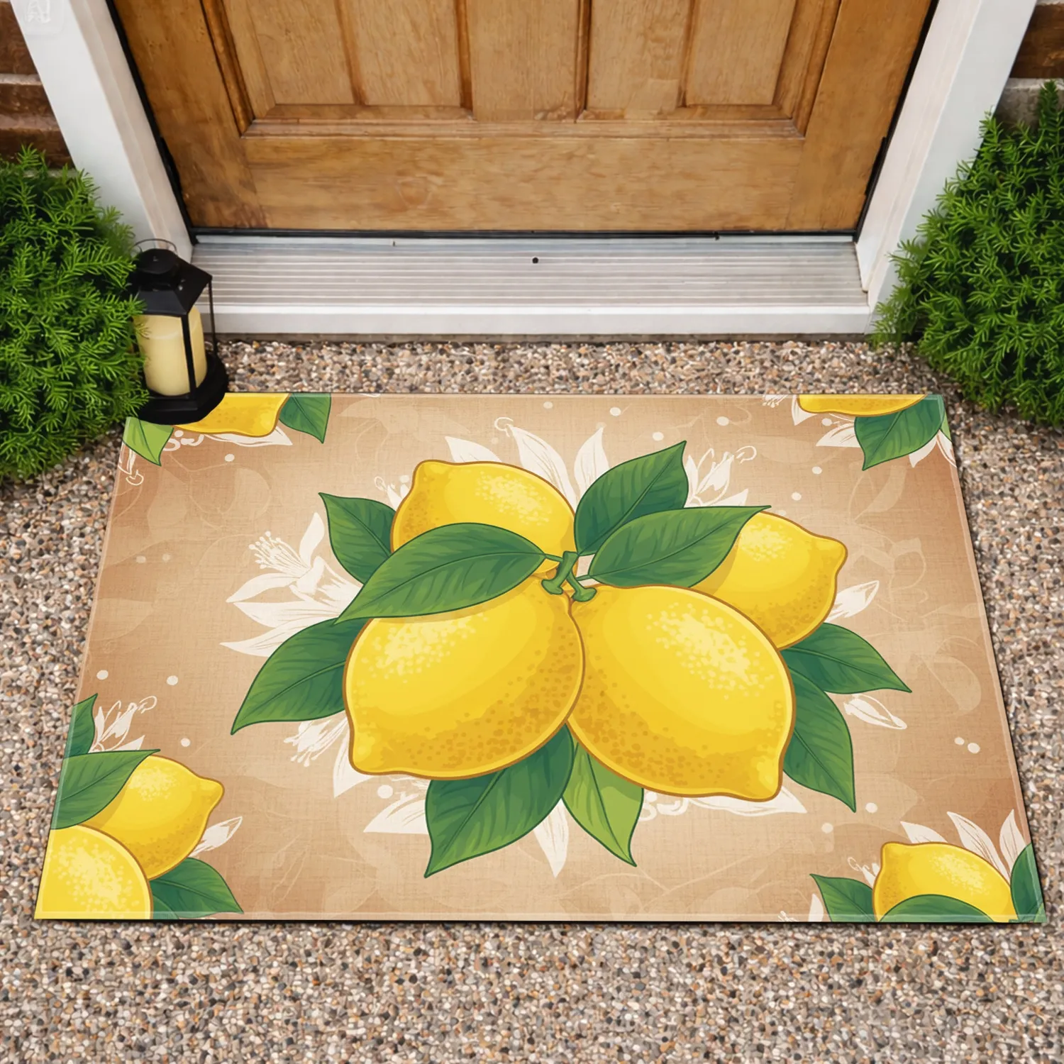 Fresh Yellow Lemons Green Leaves Botanical - Home Decor Gift for Lemon Lover Doormat - 1