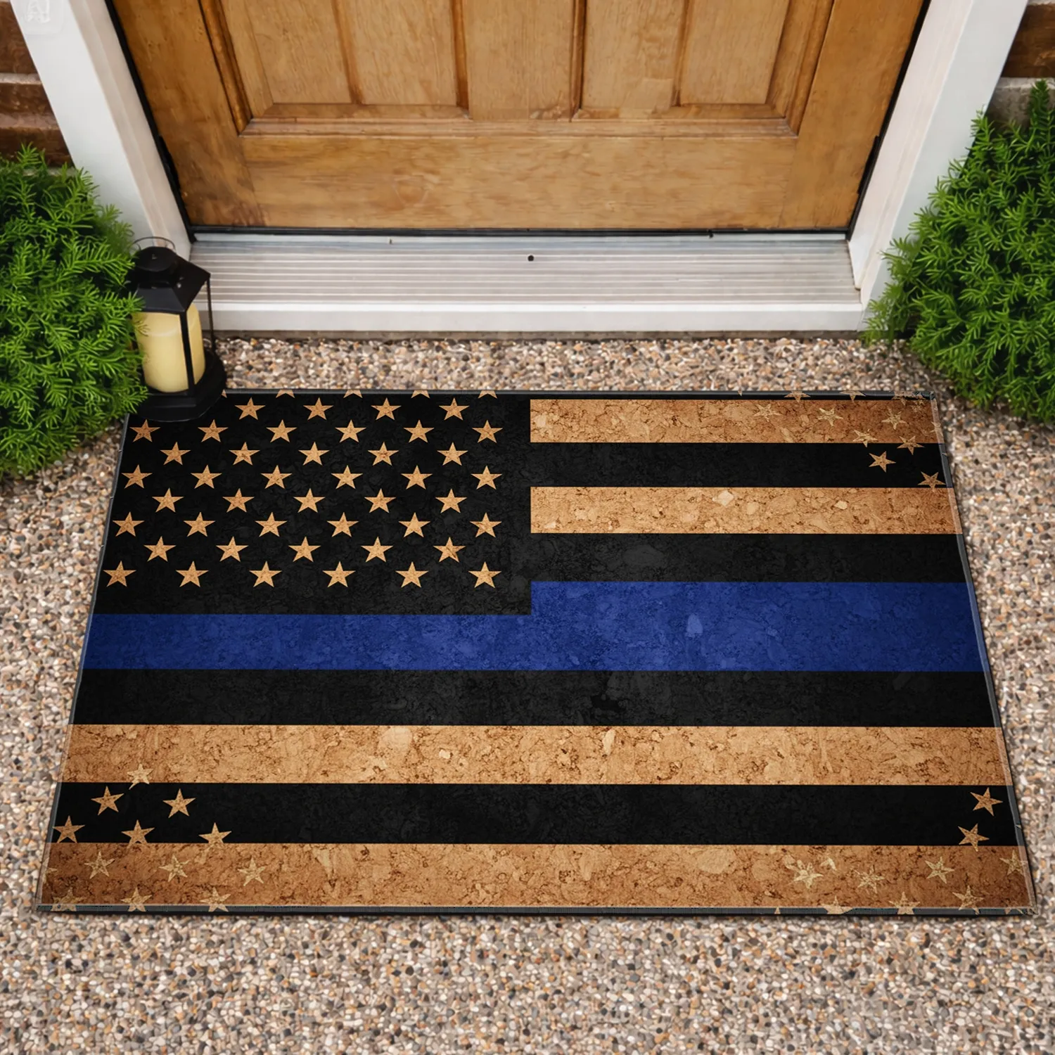 Thin Blue Line American Flag - Law Enforcement Support Home Decor Doormat - 1