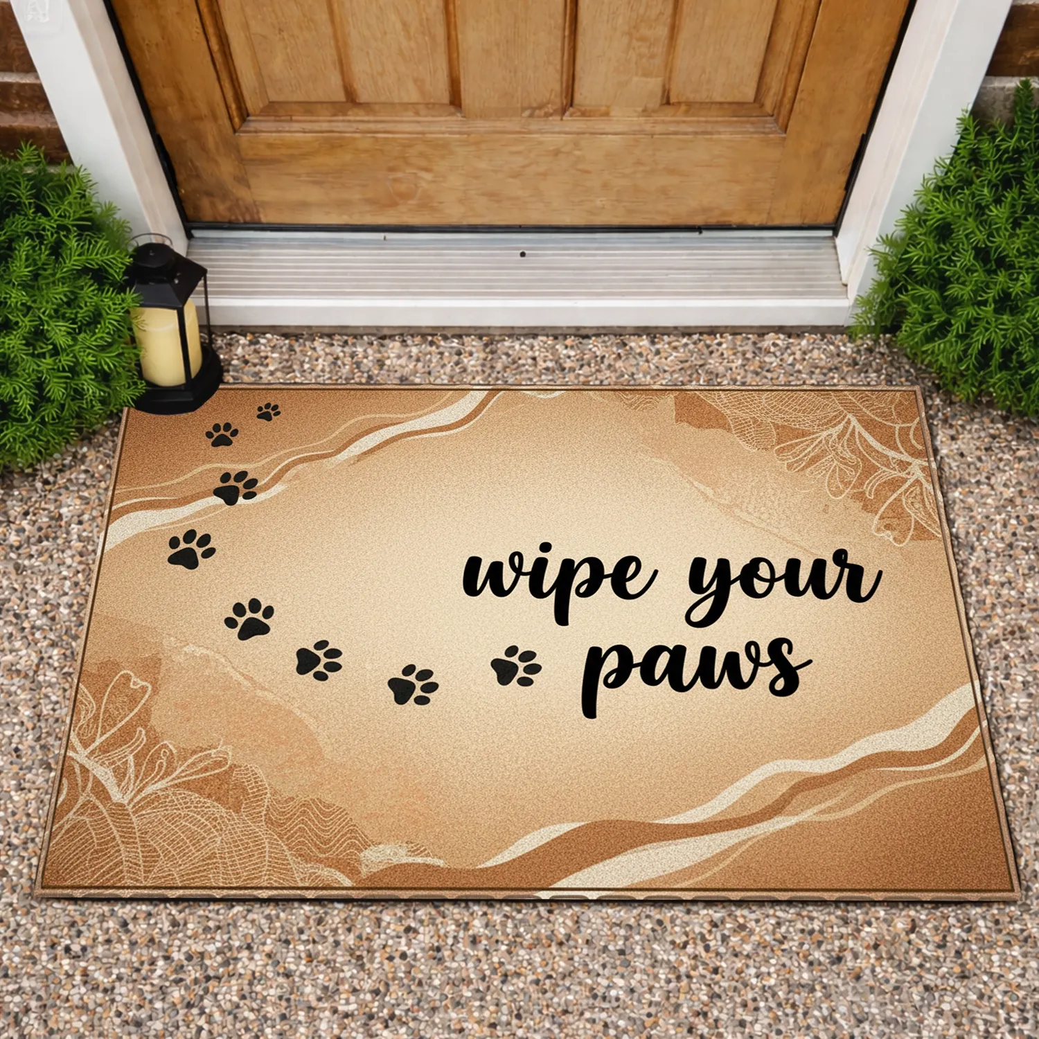 Black Dog Paw Prints Wipe Your Paws - Entryway Welcome Home Decor for Dog Lovers Doormat - 1