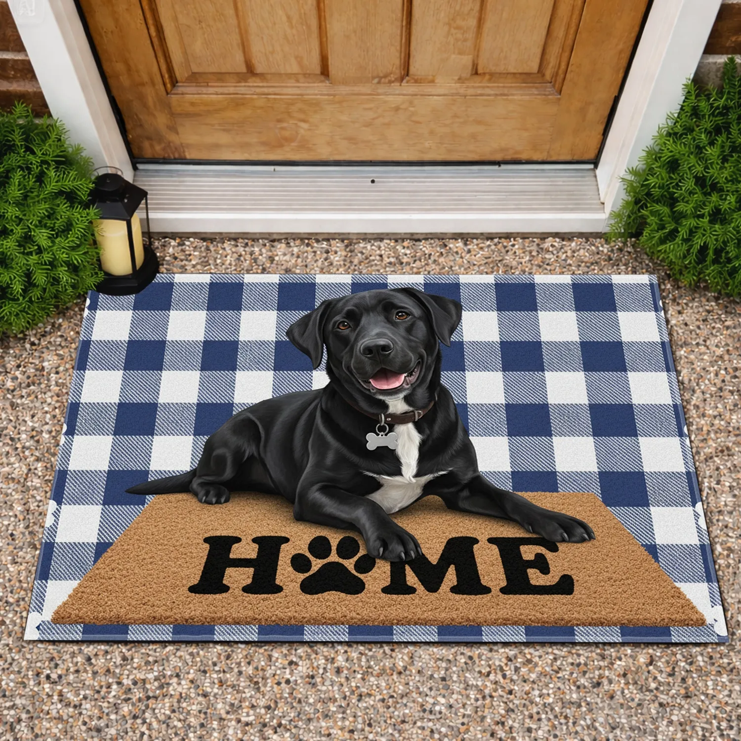Black Labrador Dog Home Paw Print - Farmhouse Home Decor Gift for Dog Lovers Doormat - 1