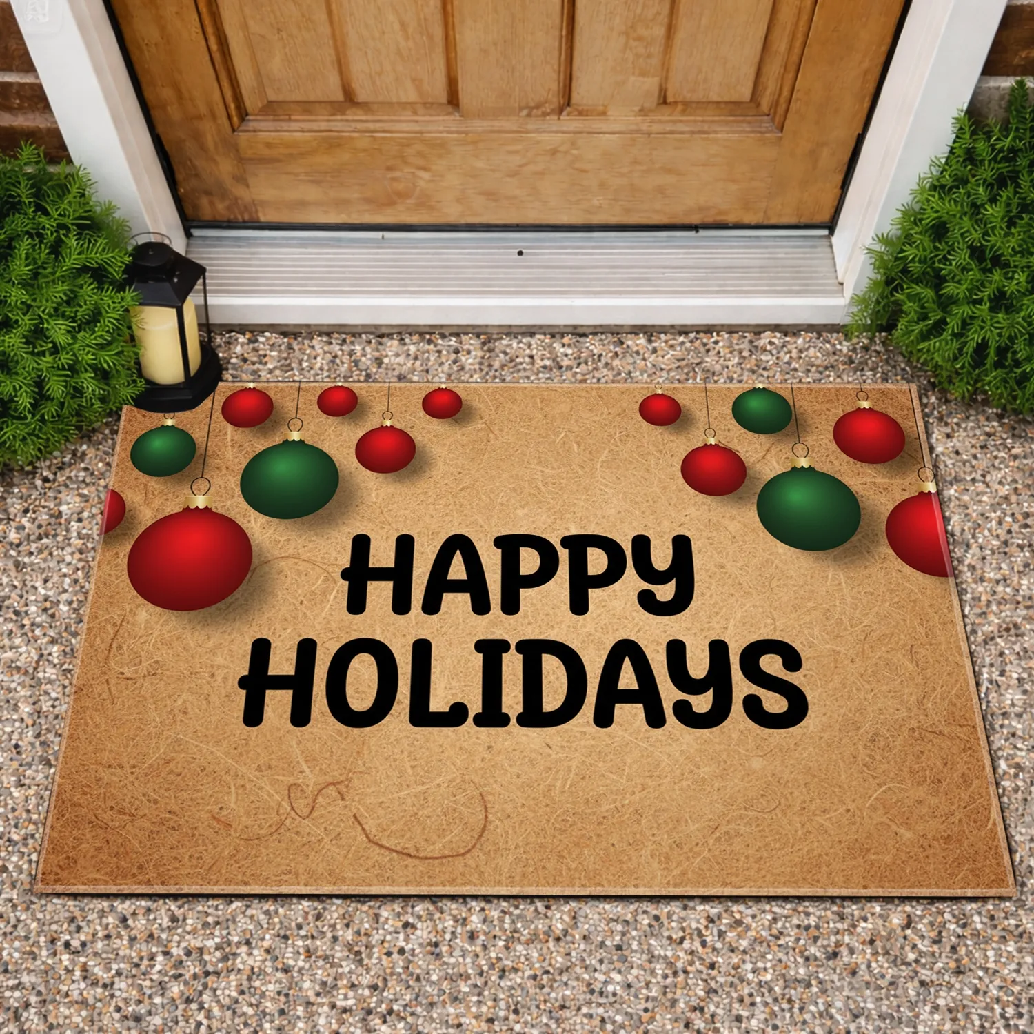 Happy Holidays Christmas Ornaments - Holiday Decoration Doormat - 1