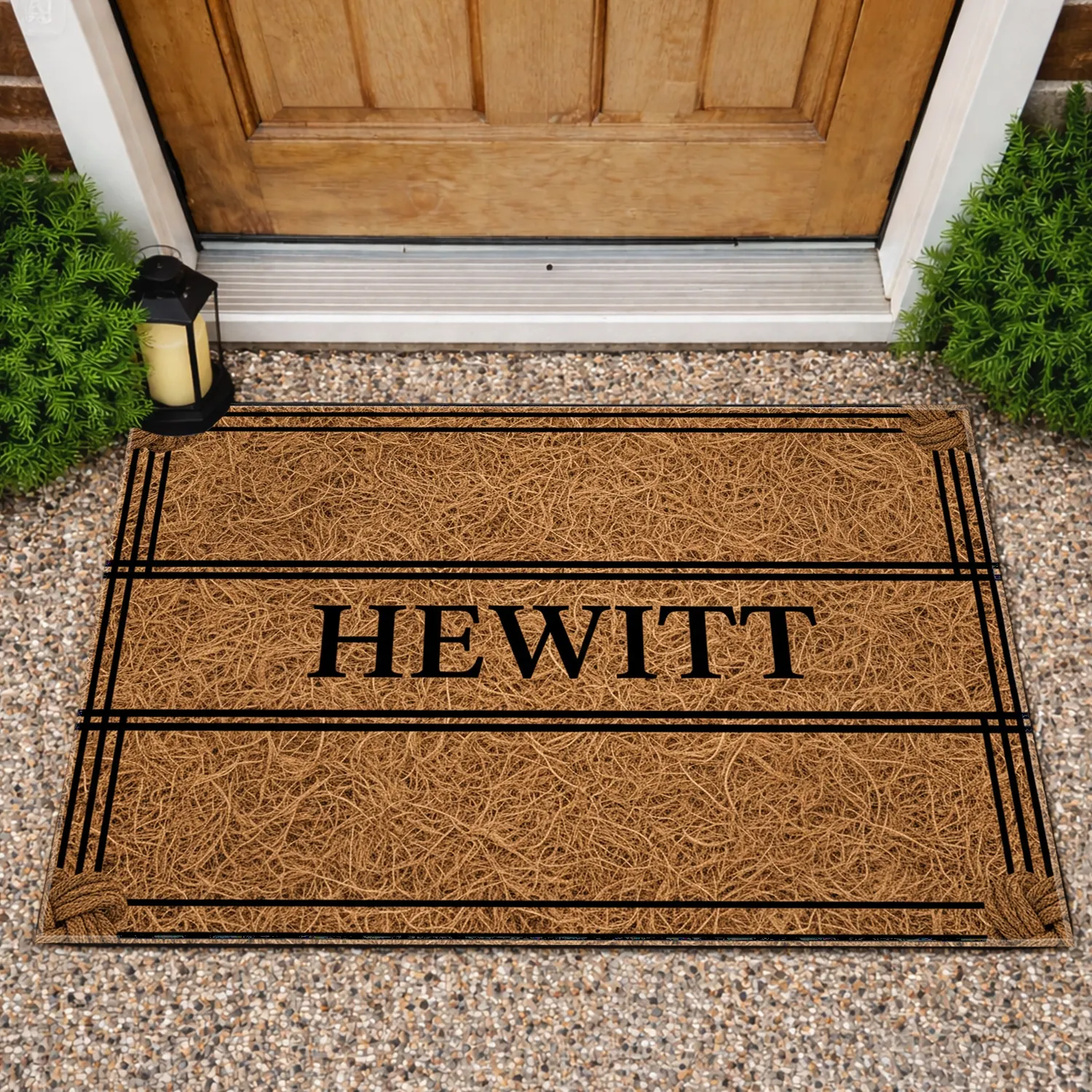 Custom Name Framed Thick Black Lines - Everyday Home Decor Gift Doormat - 1
