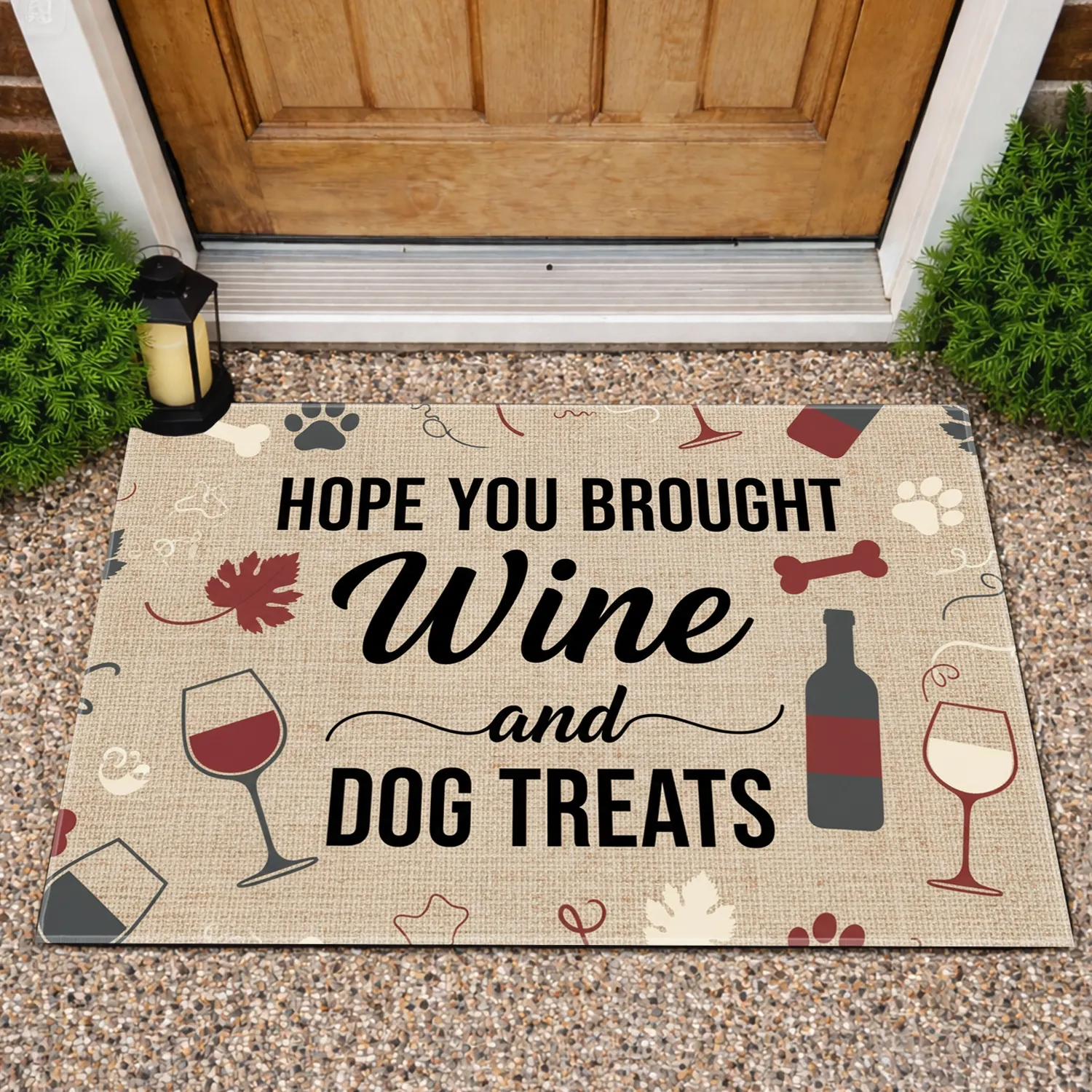 Hope You Brought Wine Dog Treats - Party Hosting Home Decor for Dog Lovers Doormat - 1